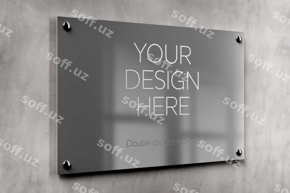 Metal ofis plaqka mockup | Metal office plate mockup 1