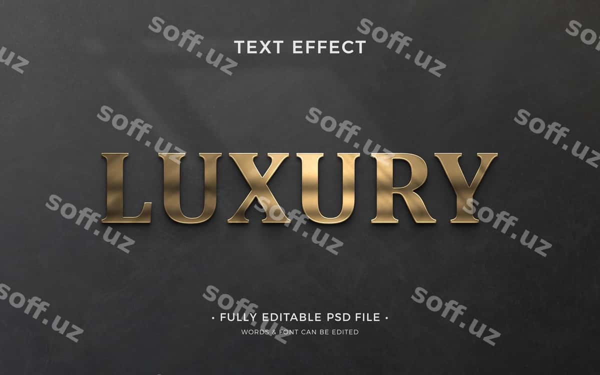 Metal matn effekti soya bilan | Metal text effect with shadow 1