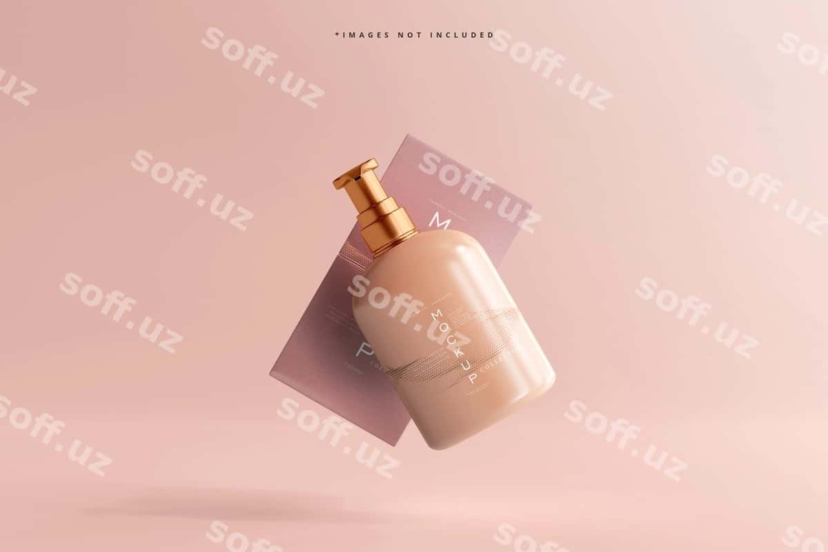 Namuna kosmetik shisha quticha namoyishi | Mockup cosmetic bottle box display 1