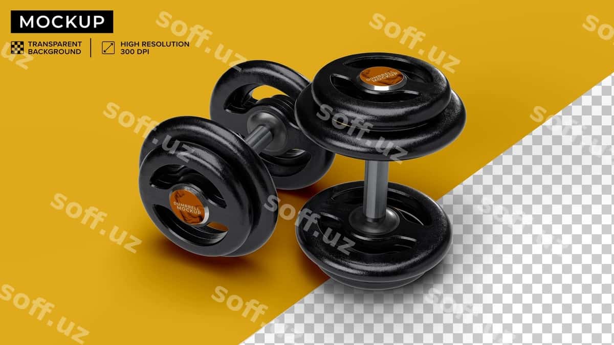 Qopqoqli ikkita dumbbellni maket qiling | Mockup two dumbbells with lid 1