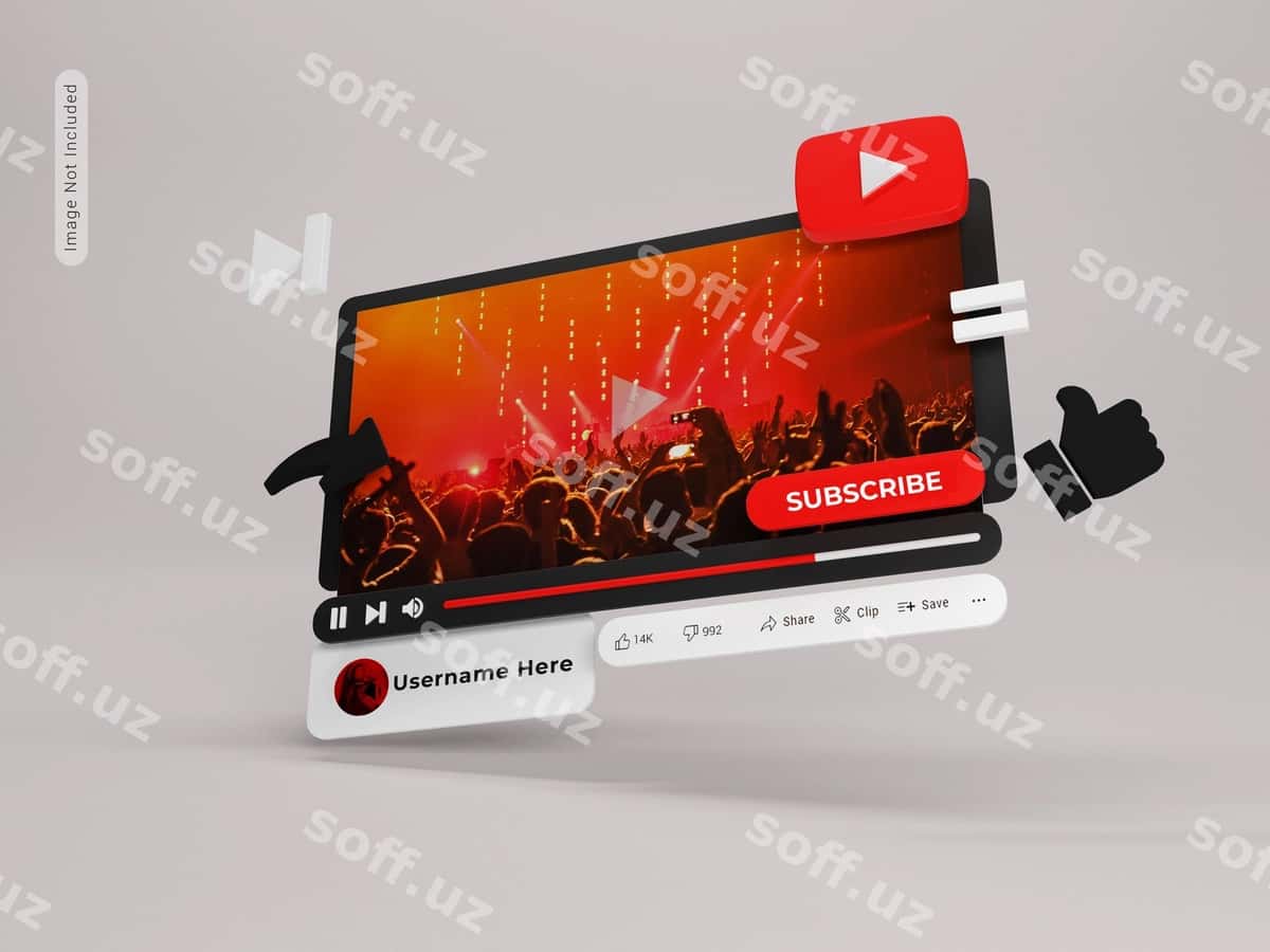 YouTube video pleyerining namunasi | Mockup youtube video player 1