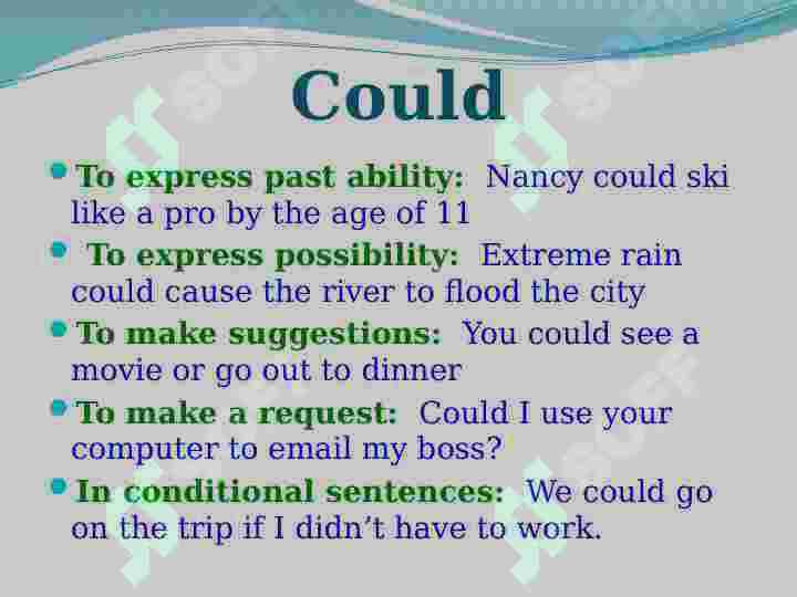 Modal verbs Modal fe'llar 7