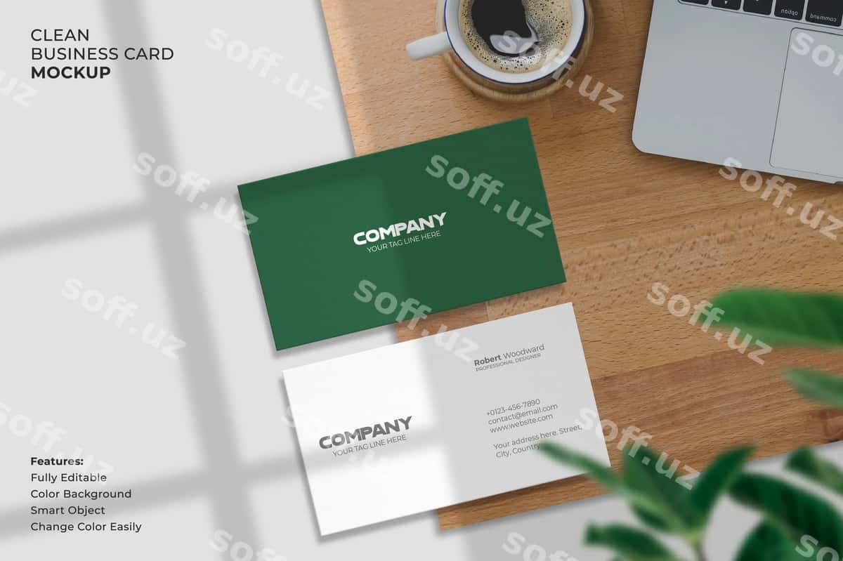 Zamonaviy toza biznes karta namunasi | Modern clean business card mockup 1