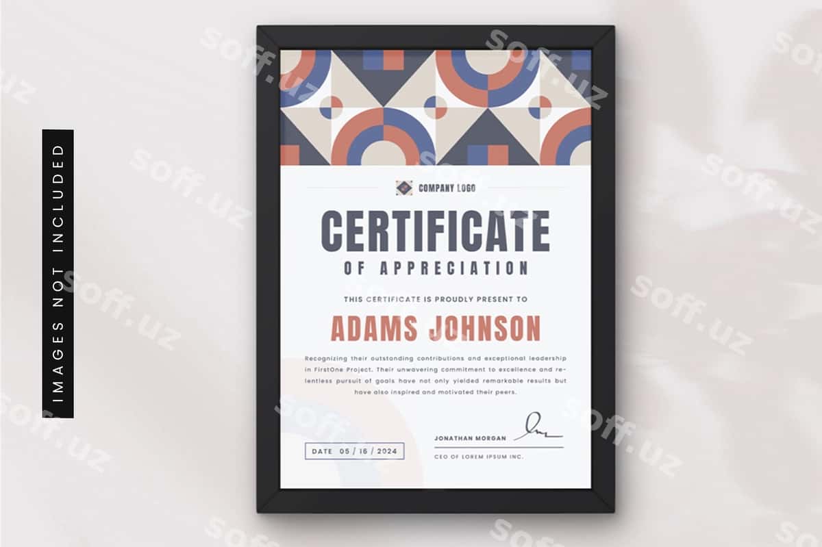 Zamonaviy geometric sertifikat shabloni | Modern geometric certificate template 1