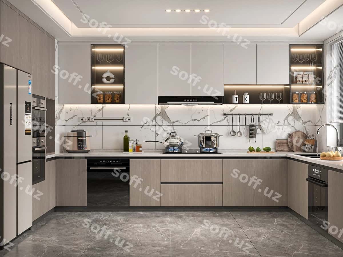 Zamonaviy L shakli oshxona dizayni | Modern l shaped kitchen design 1