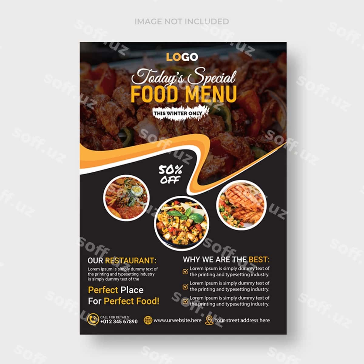 Zamonaviy restoran flyer dizayn shabloni | Modern restaurant flyer design template 1