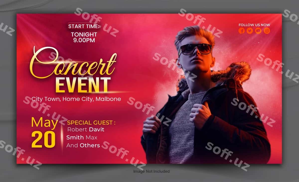 Musiqa to'pcha banner dizayn shablon | Music party banner design template 1