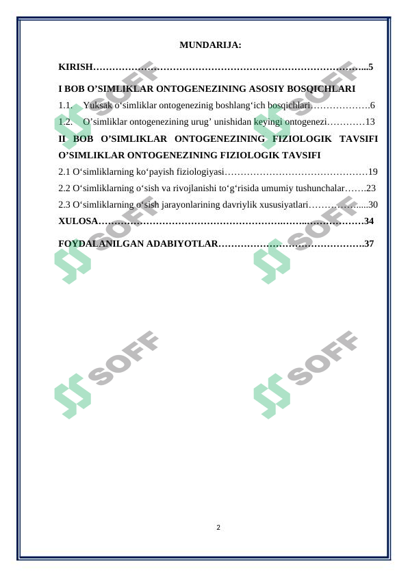 O'simliklarning ontogenezi 1