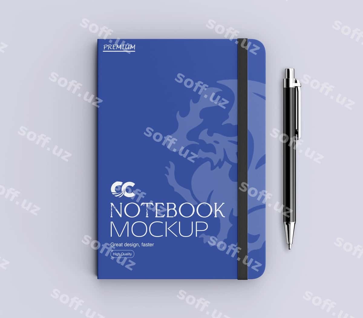 Qalamli daftar maketi | Notebook with pen mockup 1