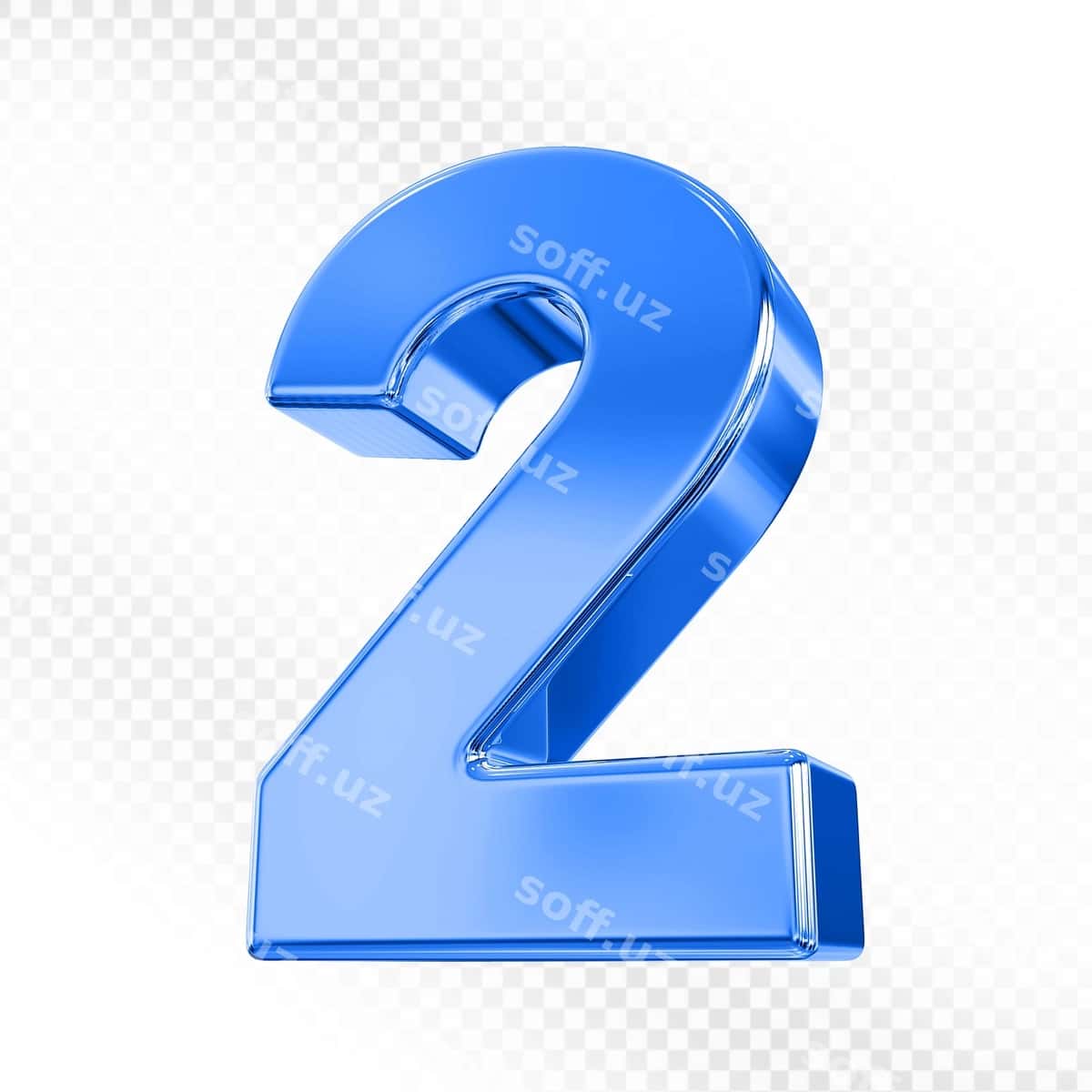 2 raqami ko'k 3D render | Number 2 blue 3d render 1