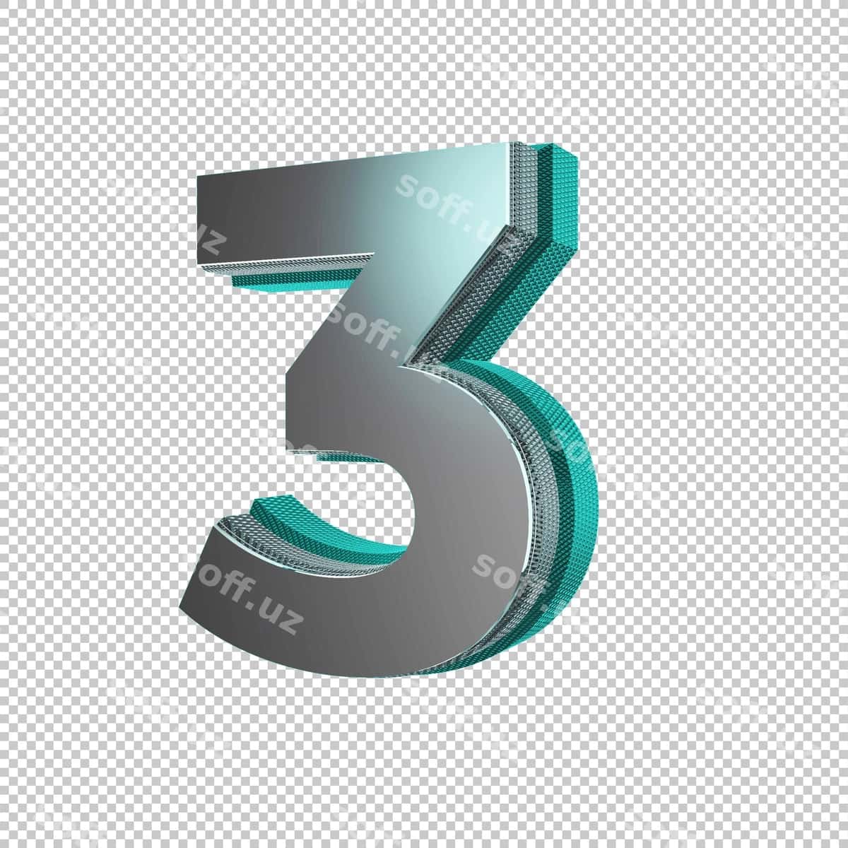 3-raqam 3d render | Number 3 3d render 1
