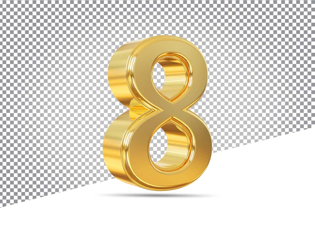 Oltin raqam 8 3D hashamatli | Gold number 8 3d luxury 1