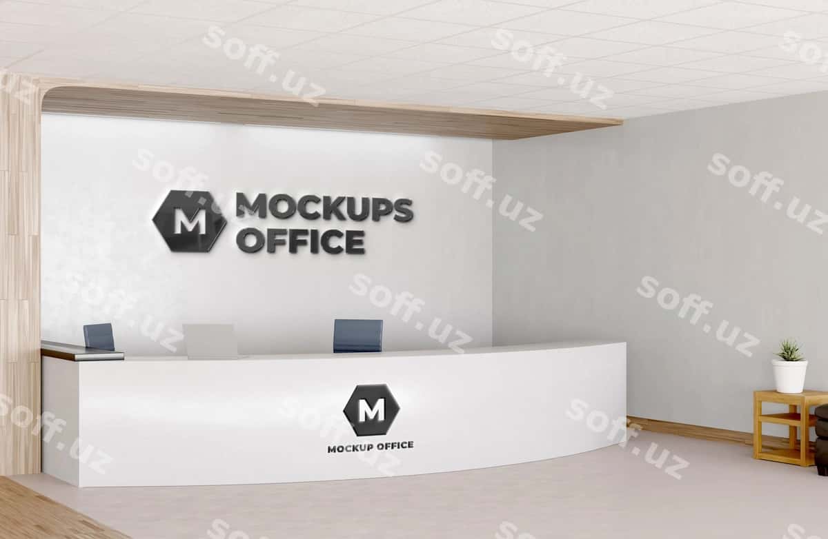 Ofis qabul mockup dizayni | Office reception mockup design 1