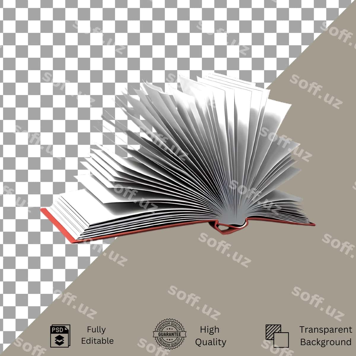 Ochiq kitob izolyatsiya qilingan shaffof fon | Open book isolated transparent background 1