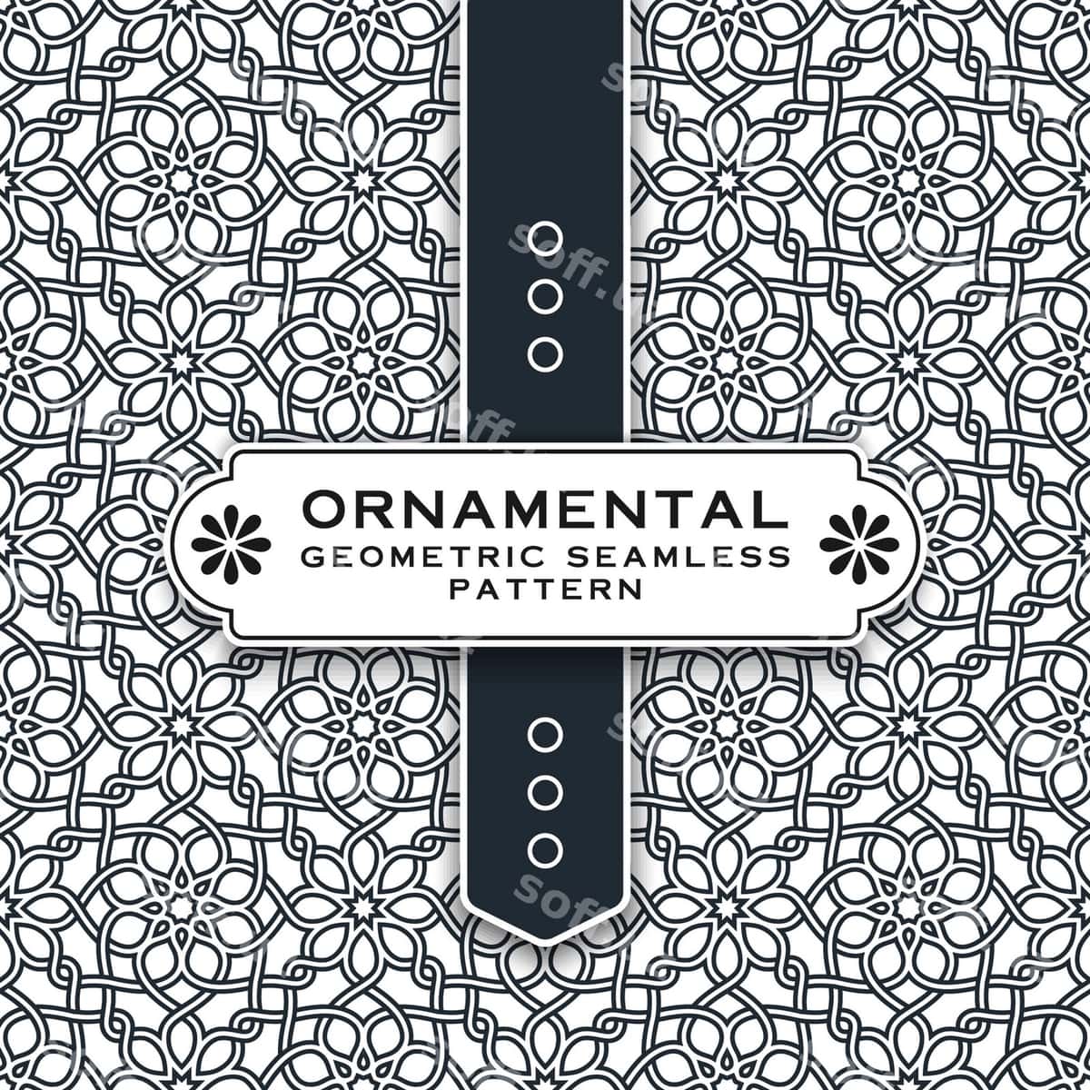 Dekorativ geometrik choksiz naqsh | Ornamental geometric seamless pattern 1