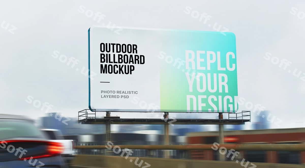 Tashqi billboard mockup | Outdoor billboard mockup 1