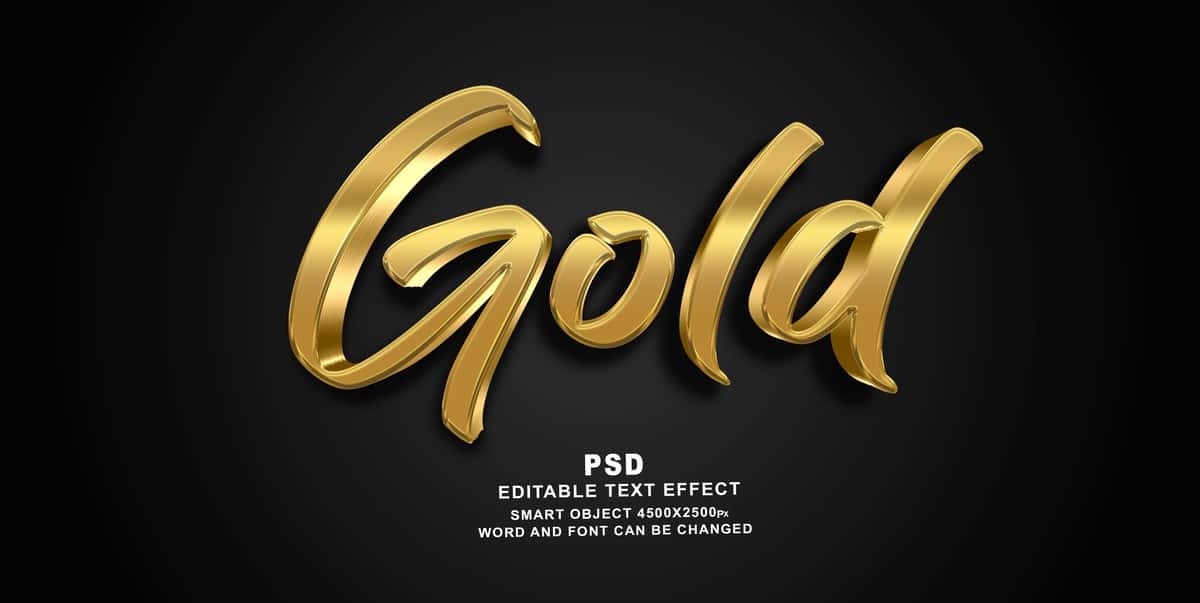 Oltin 3D tahrirlanadigan fotoshop matn effekti uslubi | Gold 3d editable photoshop text effect style 1