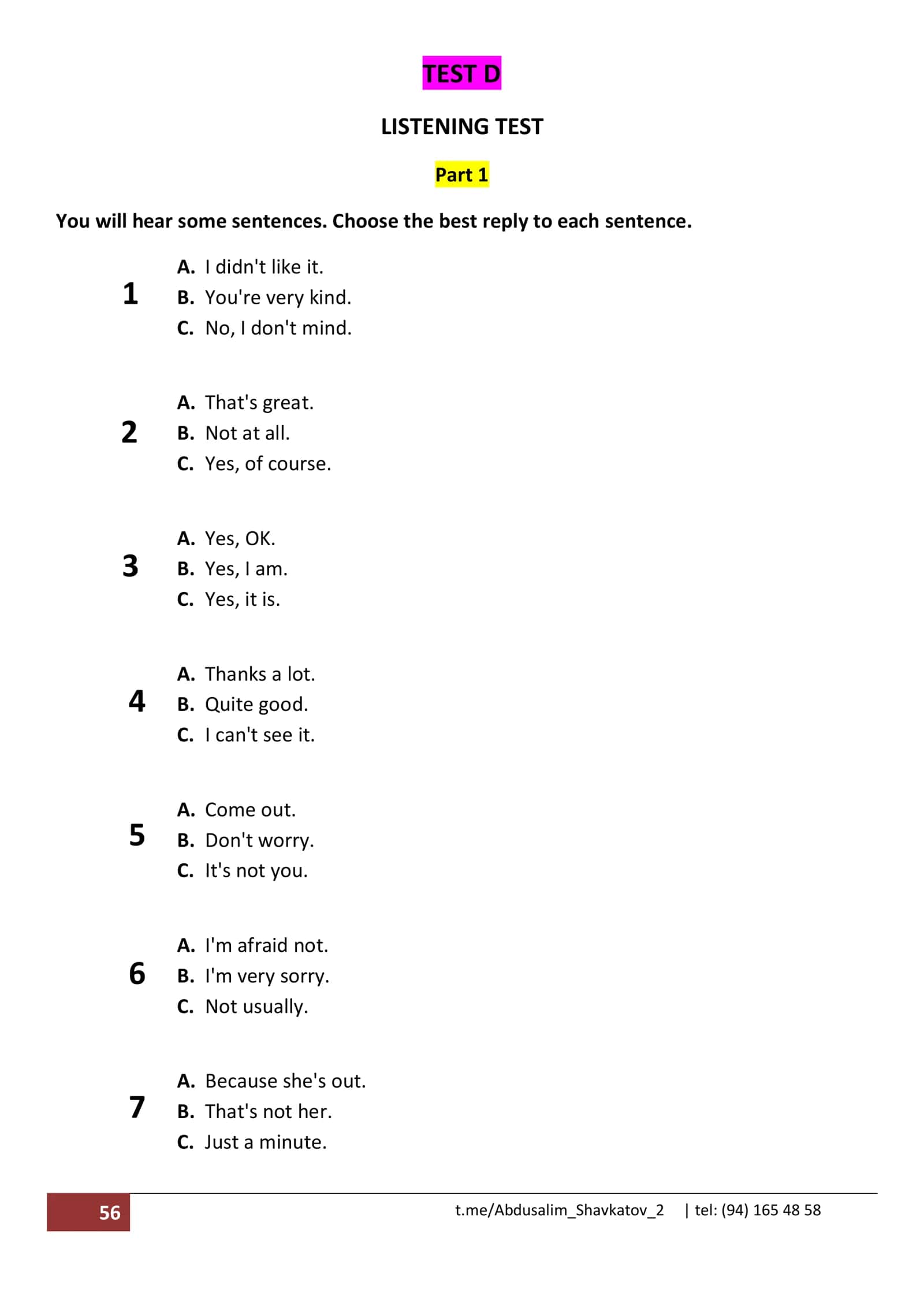 LISTENING TEST 1