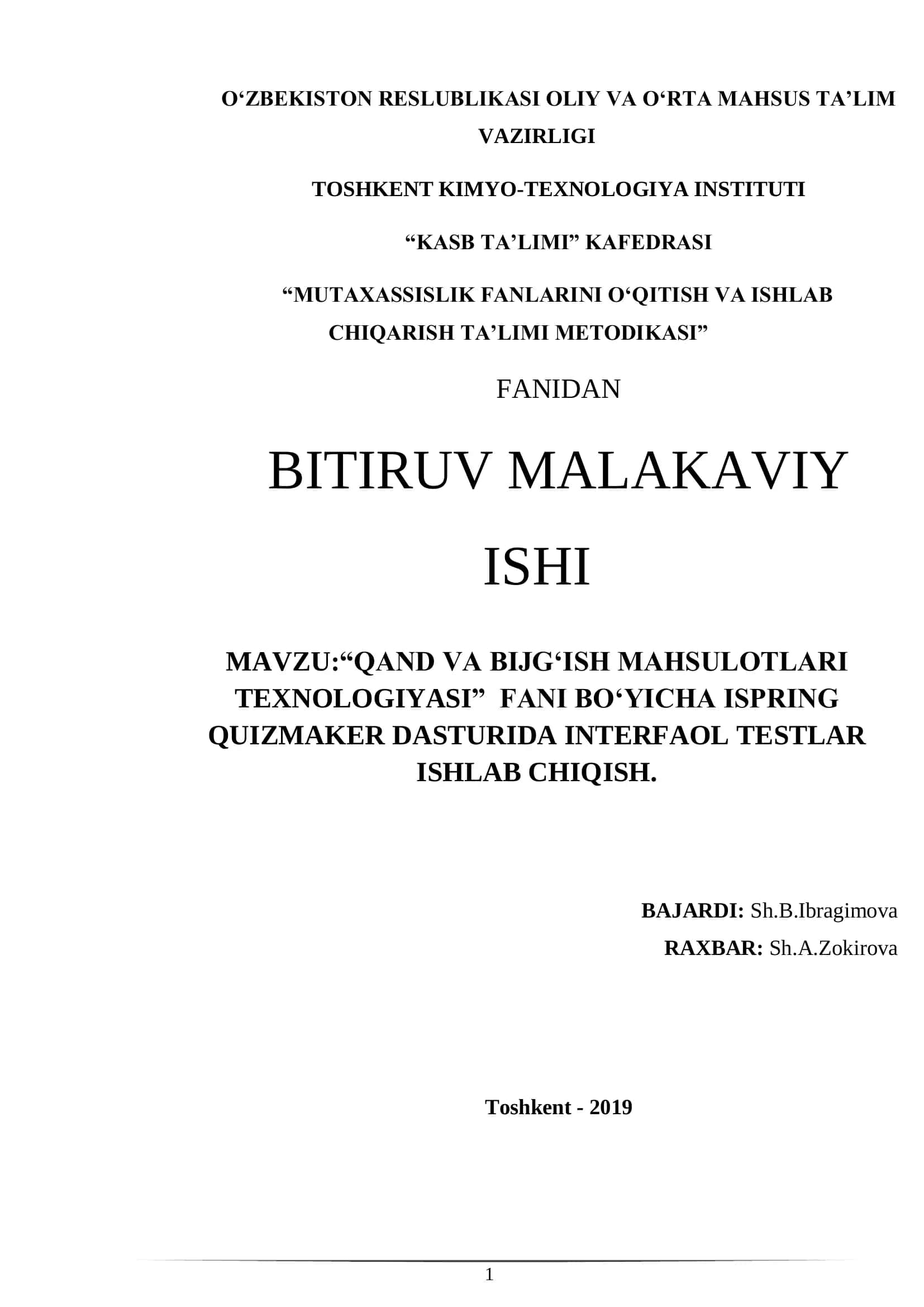 QAND VA BIJG‘ISH MAHSULOTLARI TEXNOLOGIYASI 1