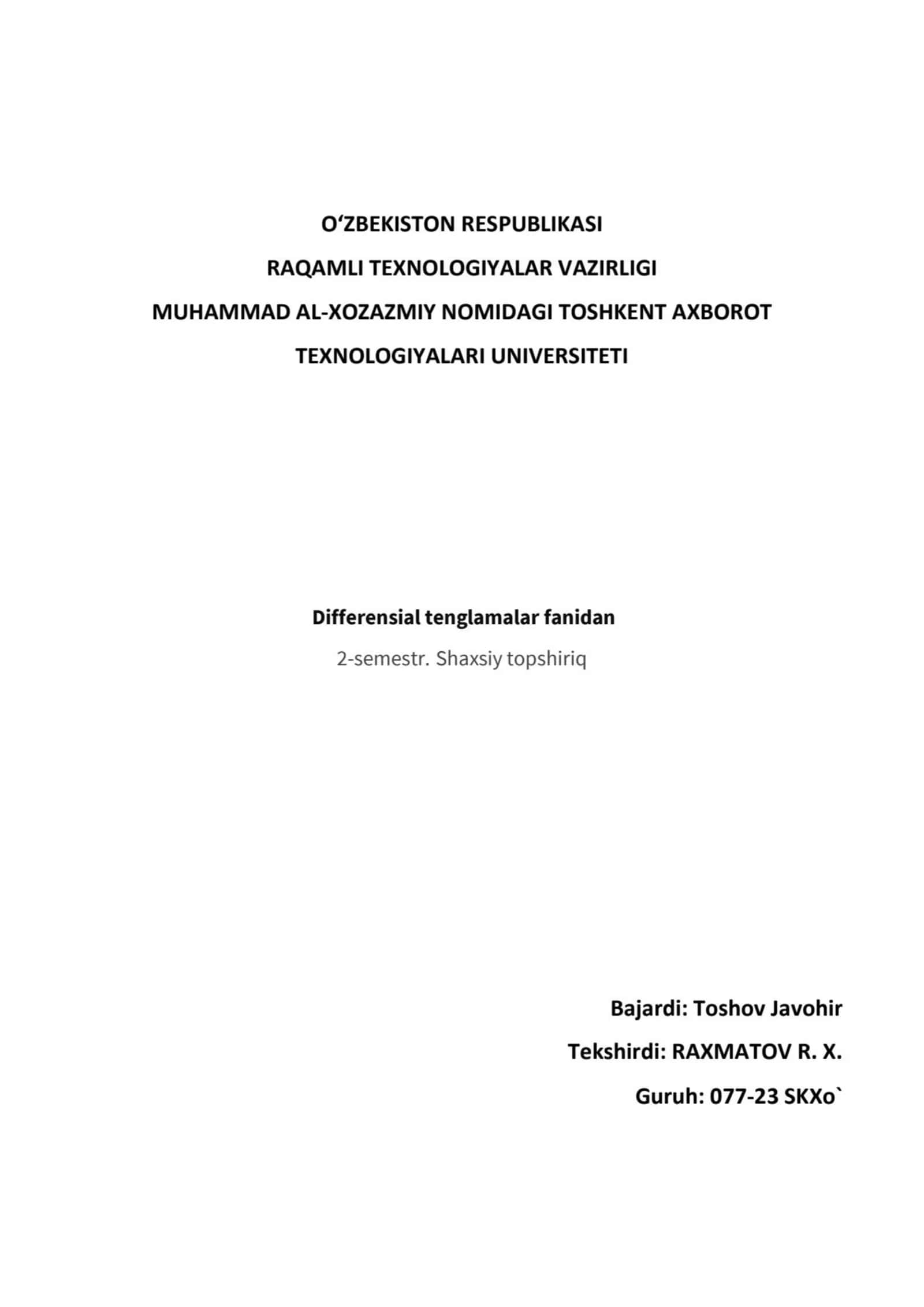 deadline differensiyal tenglama 1