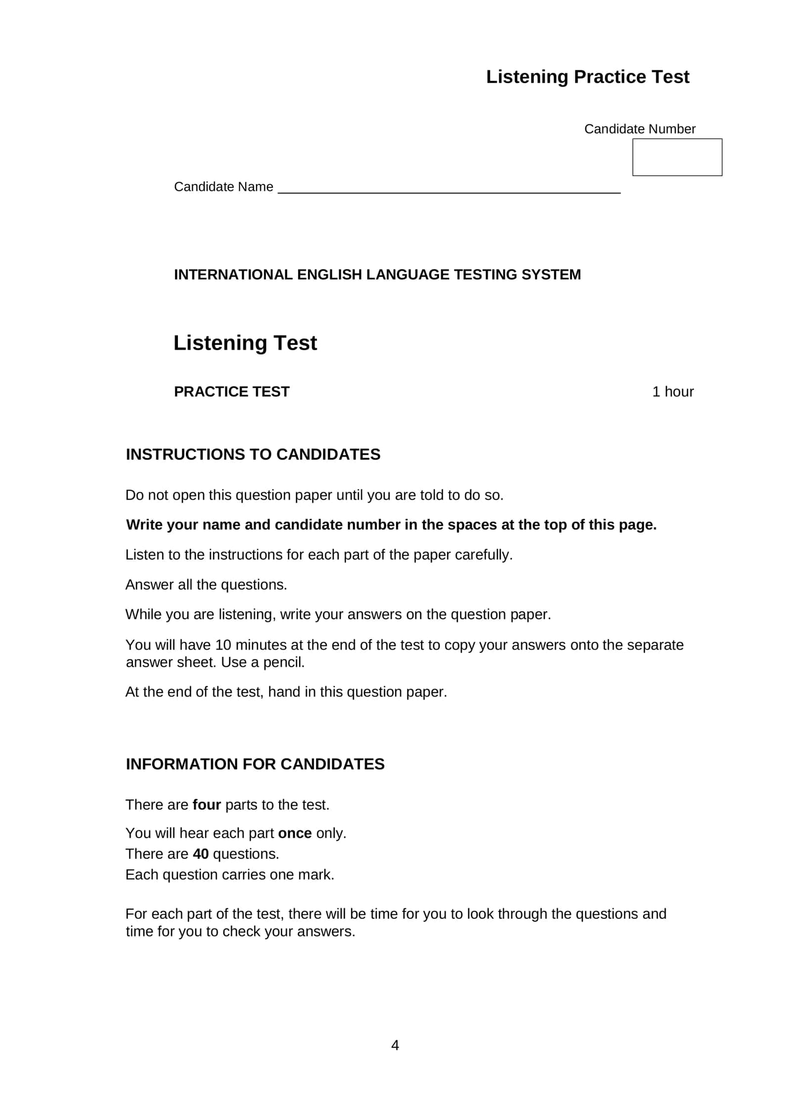 Listening Practice Test 1