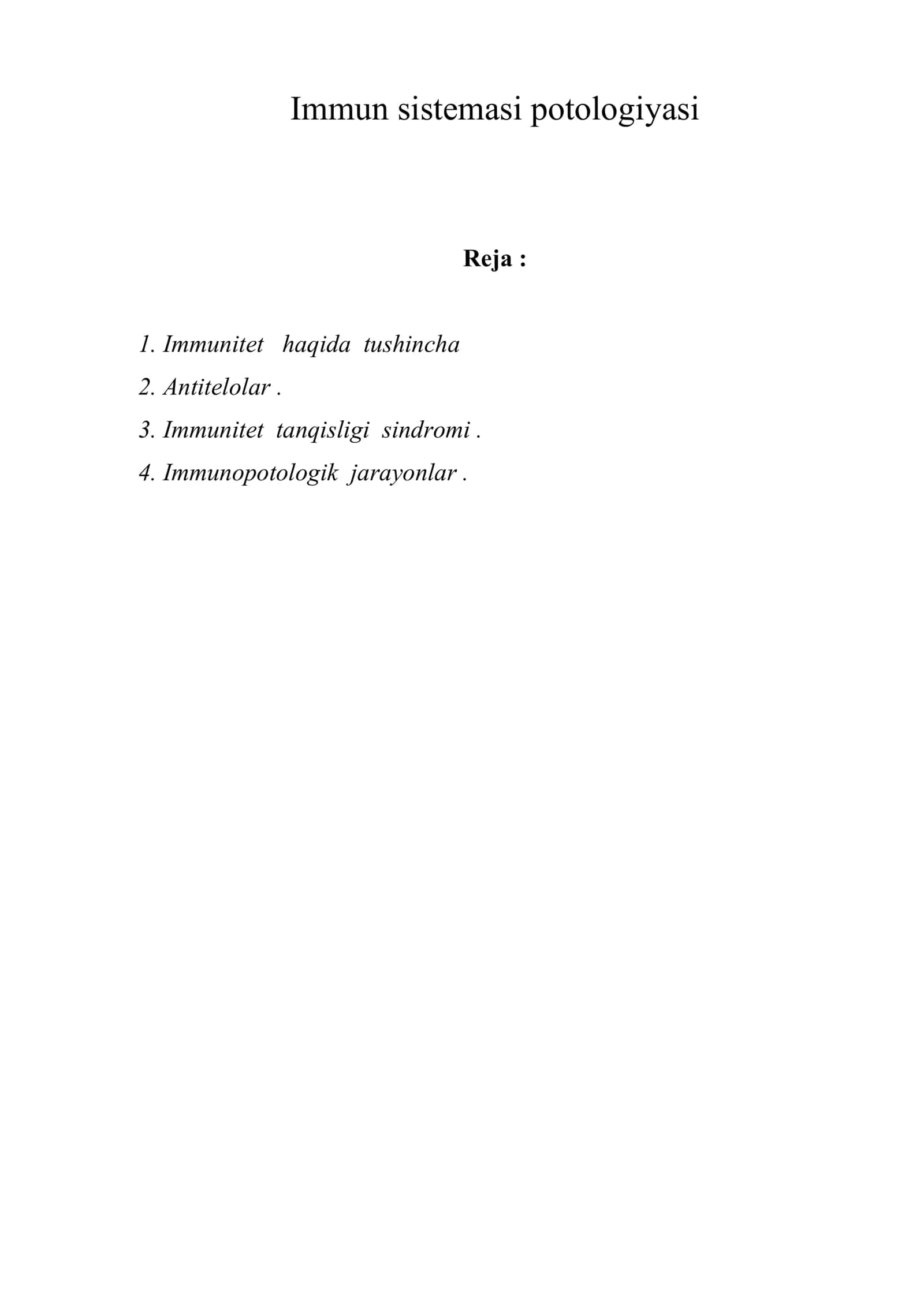 Immun sistemasi potologiyasi 1