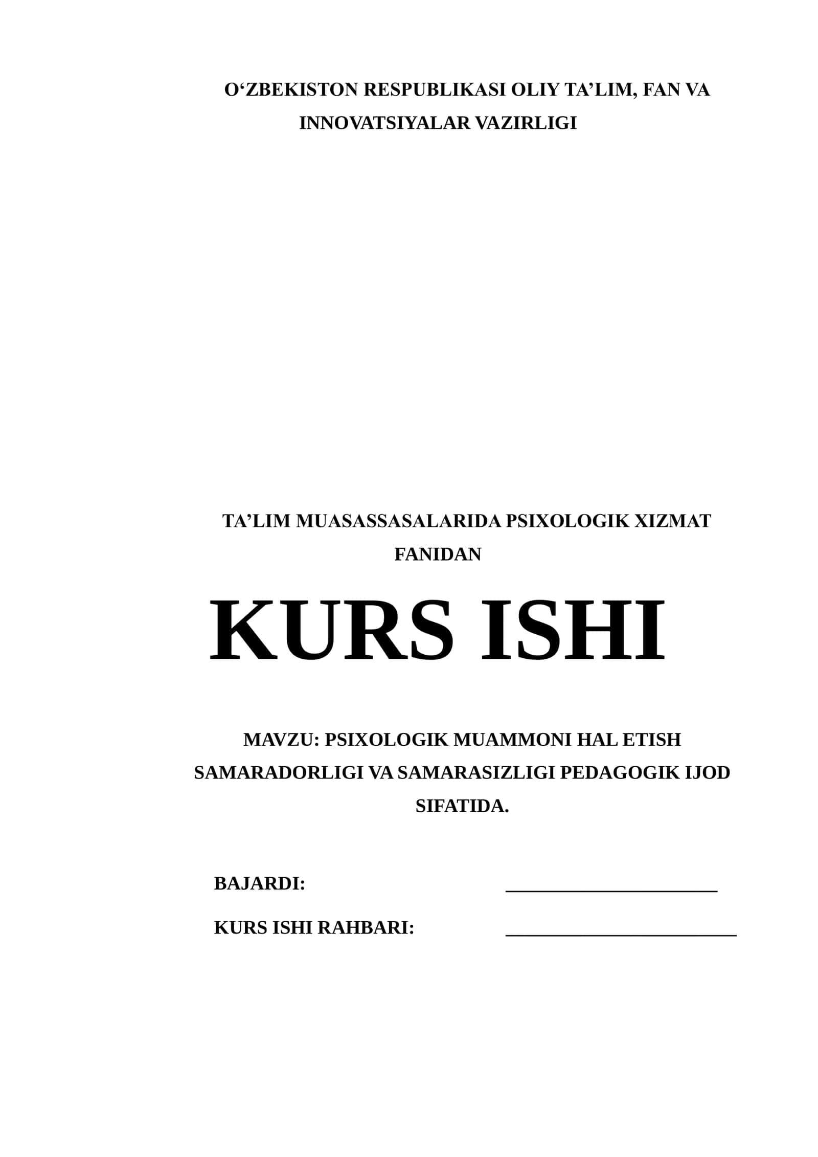 PSIXOLOGIK MUAMMONI HAL ETISH SAMARADORLIGI VA SAMARASIZLIGI PEDAGOGIK IJOD SIFATIDA 1