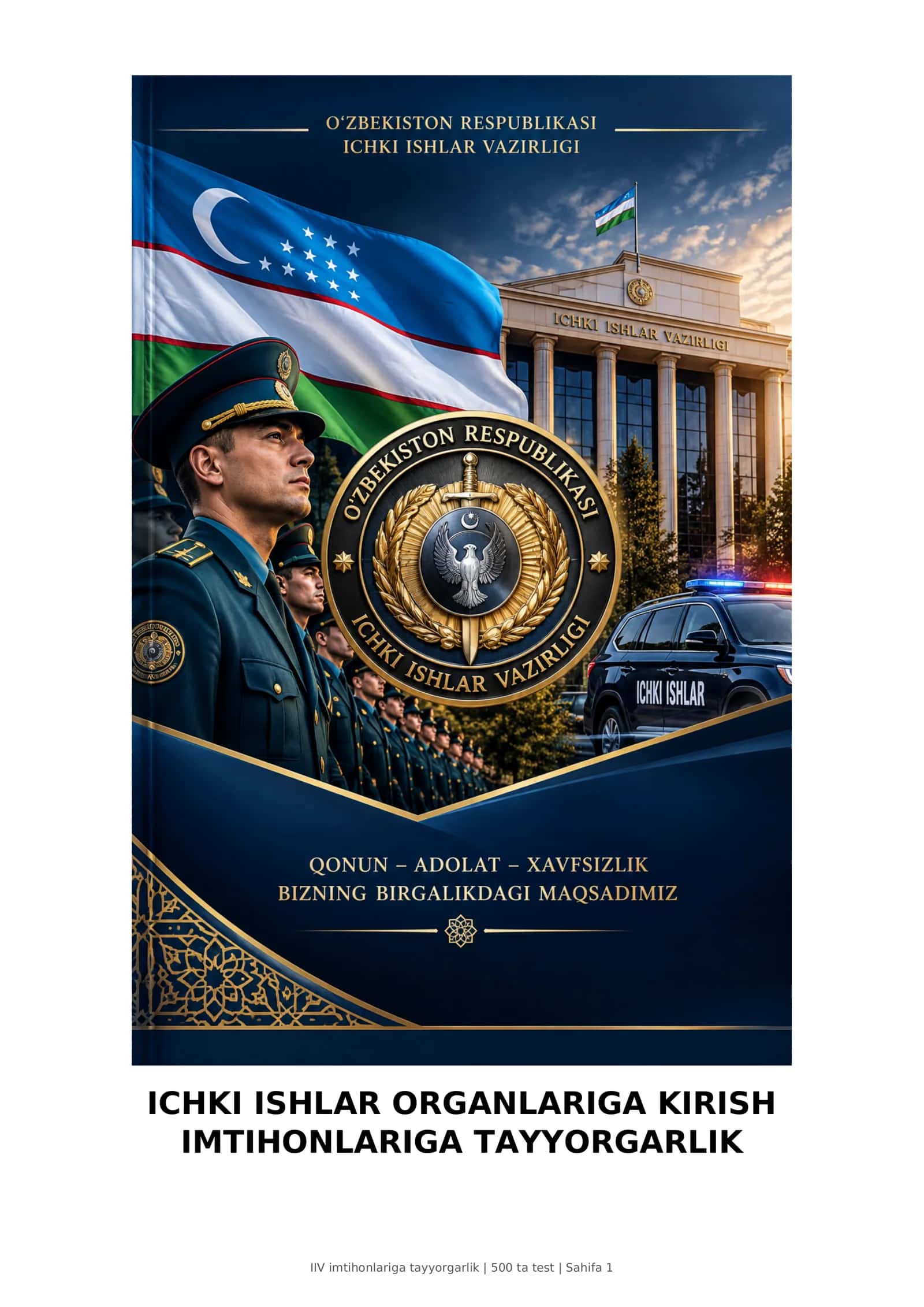 Ichki ishlar organlari imtihonlari test savol va javoblari 2027 yangi 1