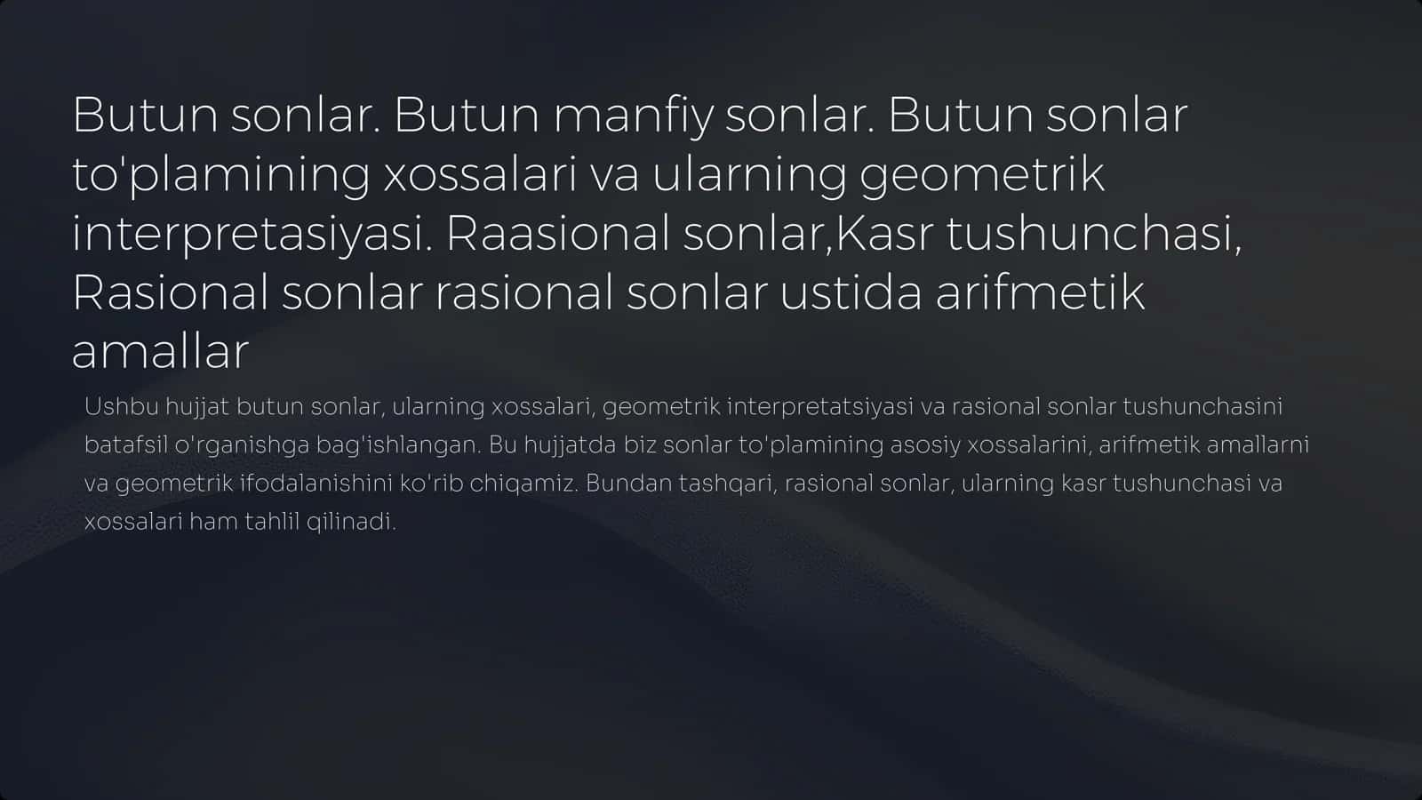 Butun Sonlar va Ularning Turlari 1