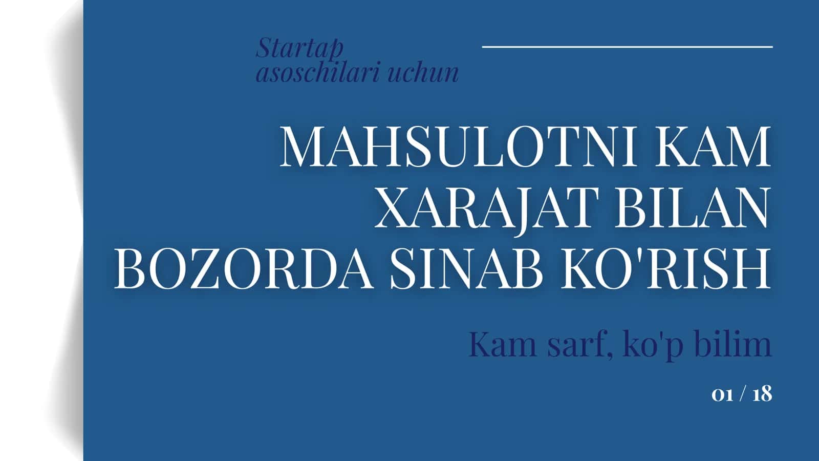mahsulotni kam xarajat bilan bozorda sinab koʻrish 1