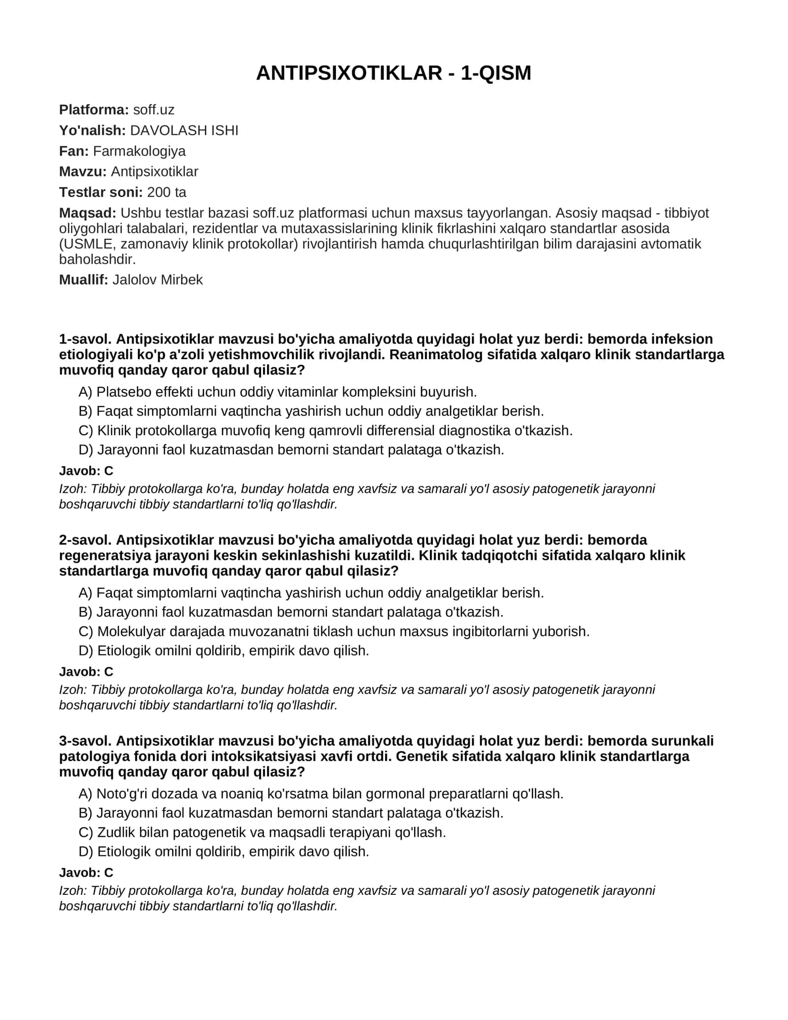 ANTIPSIXOTIKLAR - 1-QISM 1