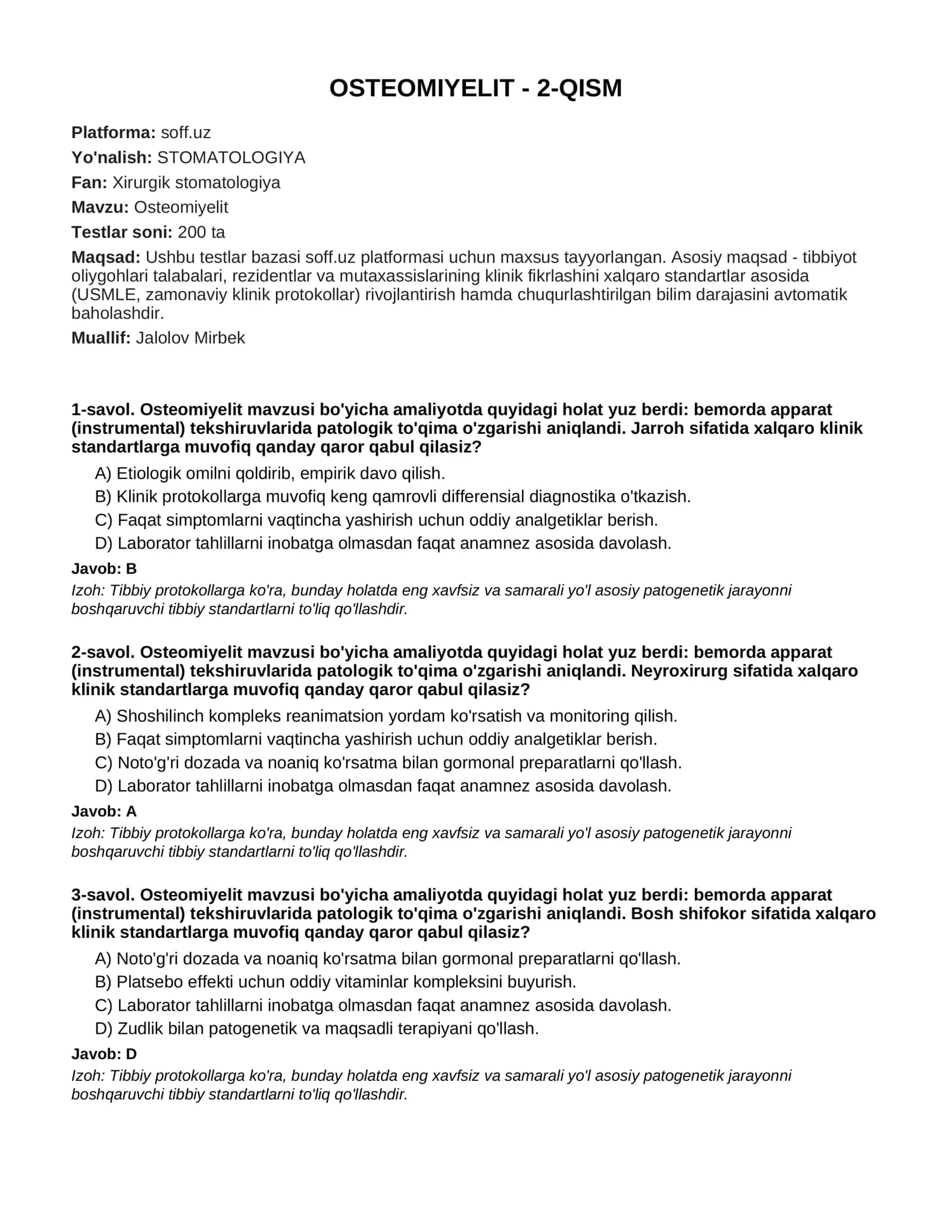 OSTEOMIYELIT - 2-QISM 1