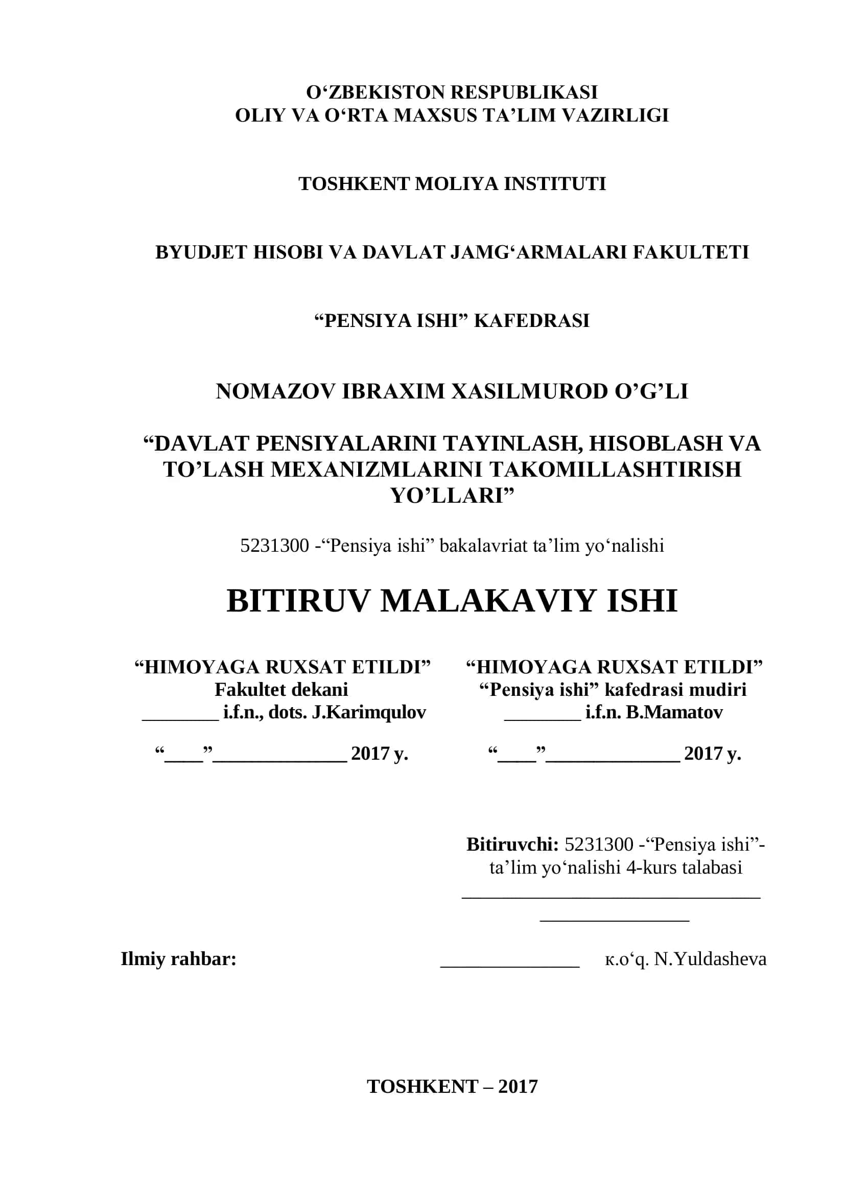 Pensiya ishi bakalavriat ta'lim yo‘nalishi 1