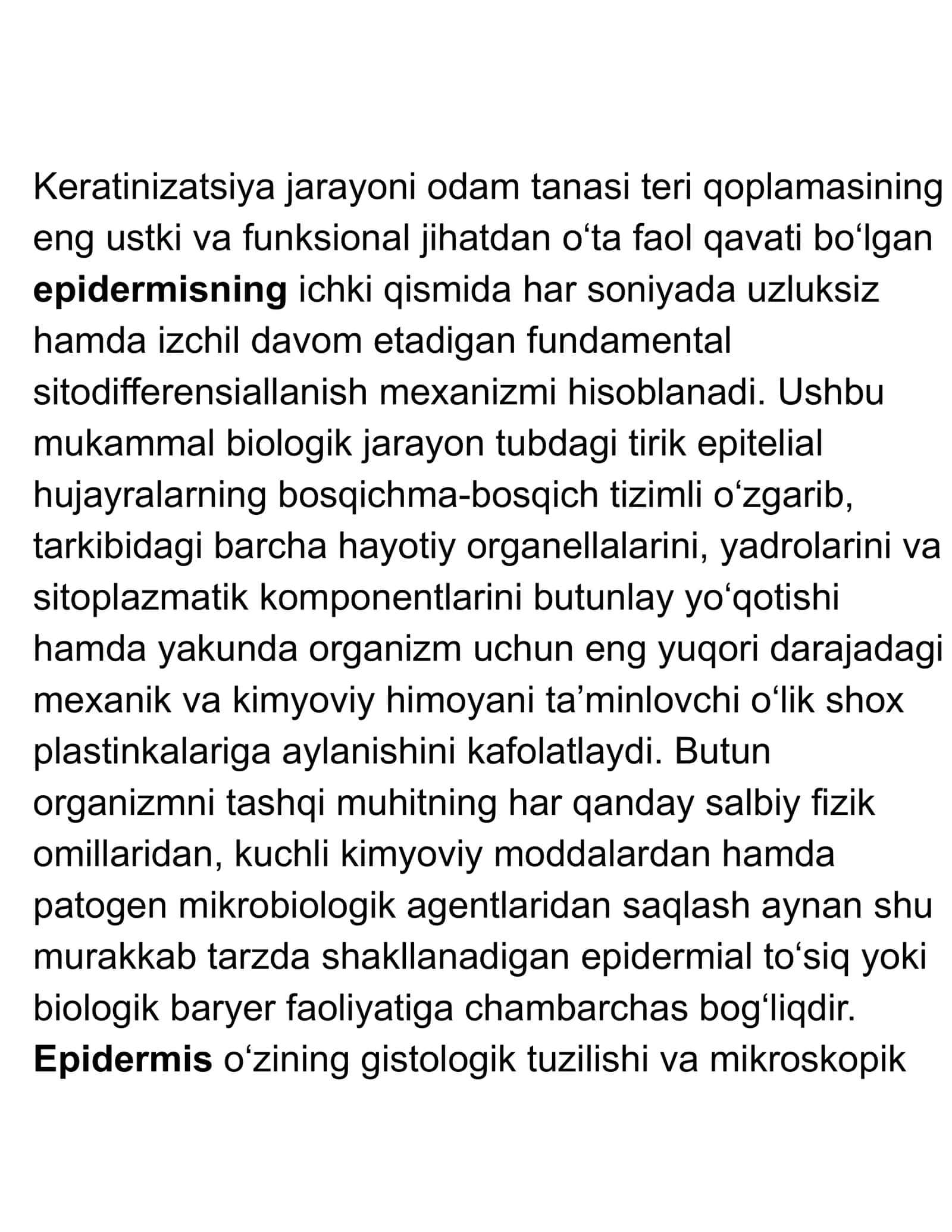 Keratinizatsiya jarayoni 1