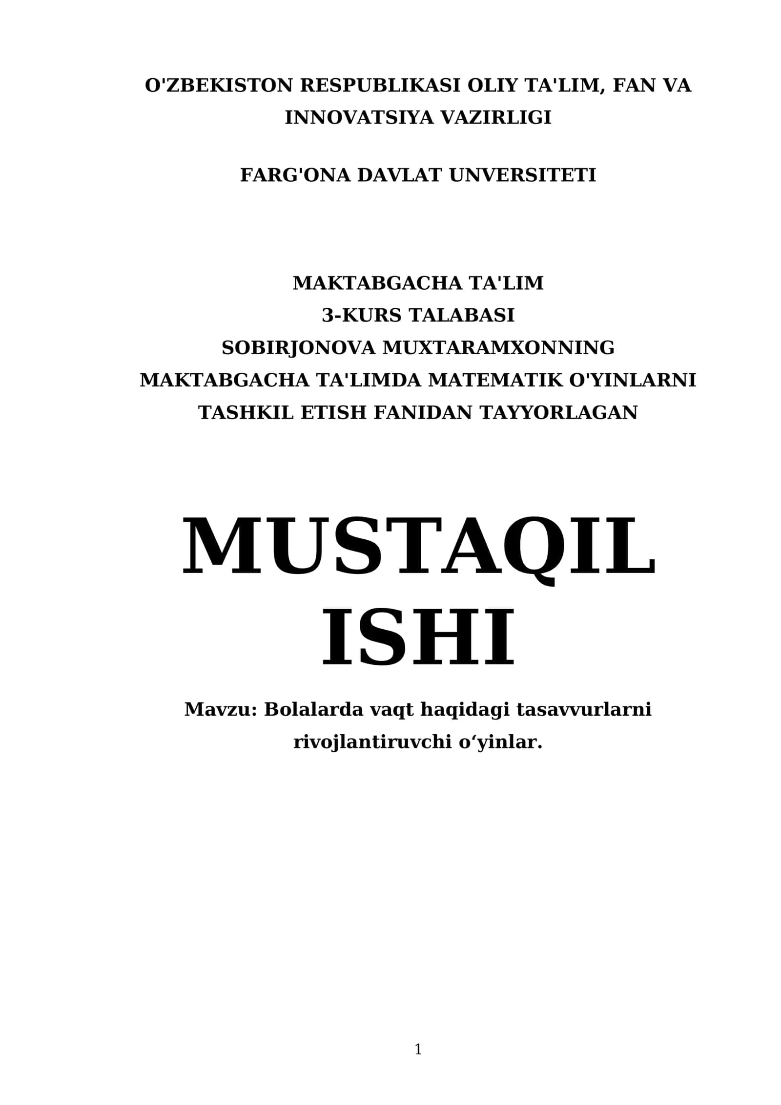 Bolalarda vaqt haqidagi tasavvurlarni rivojlantiruvchi o‘yinlar 1
