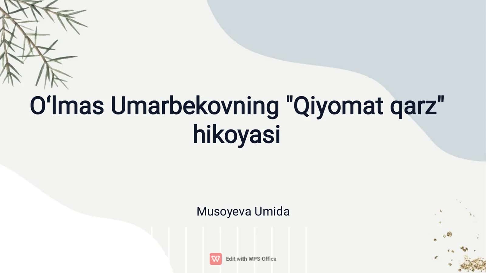 "Qiyomat qarz" hikoyasi 1