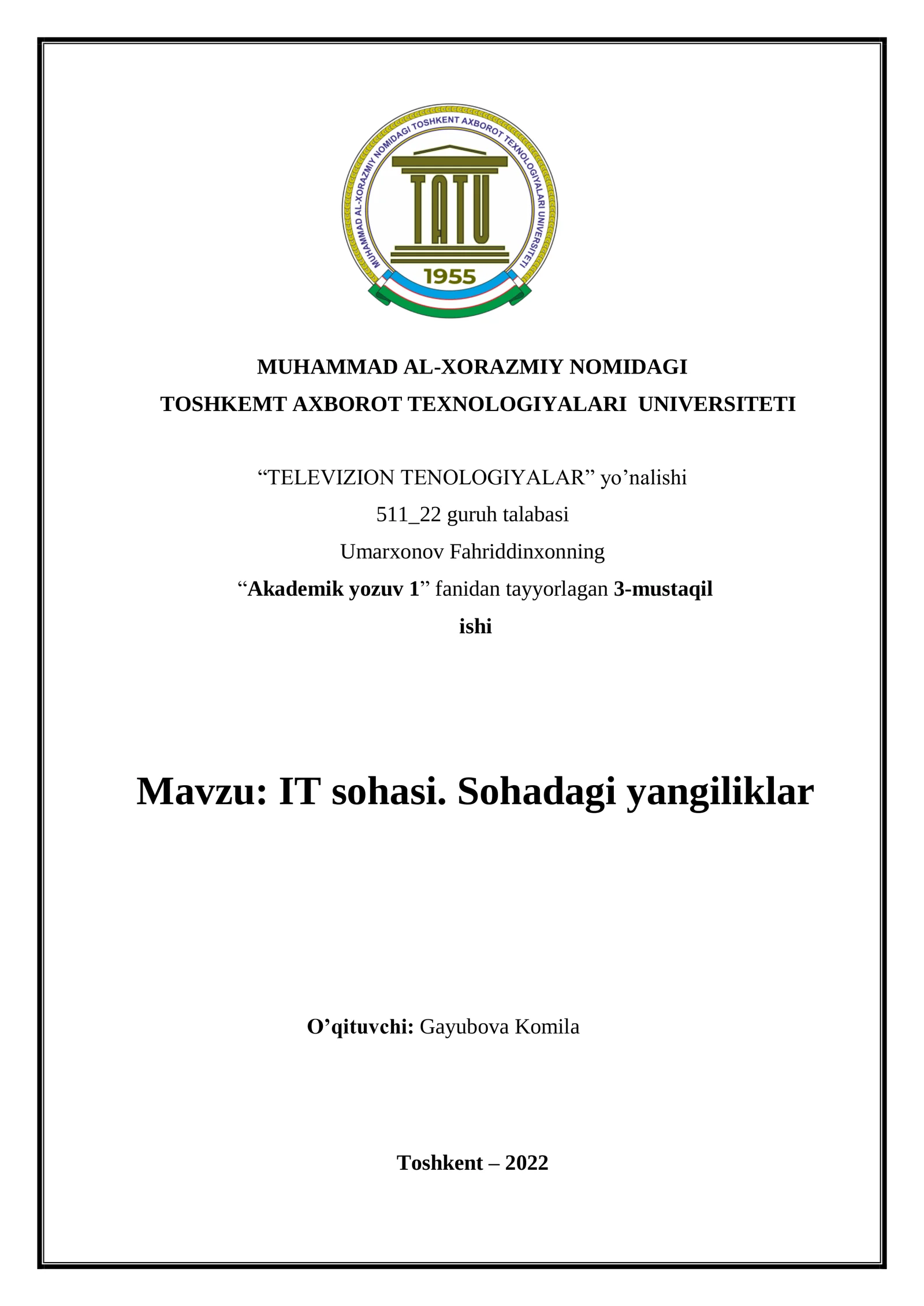 IT sohasi. Sohadagi yangiliklar 1