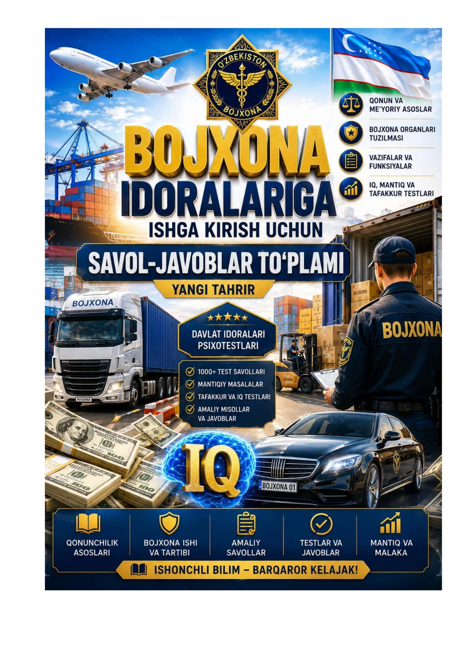Bojxona qo'mitasiga ishga kirish uchun test savol javoblar toplami 1