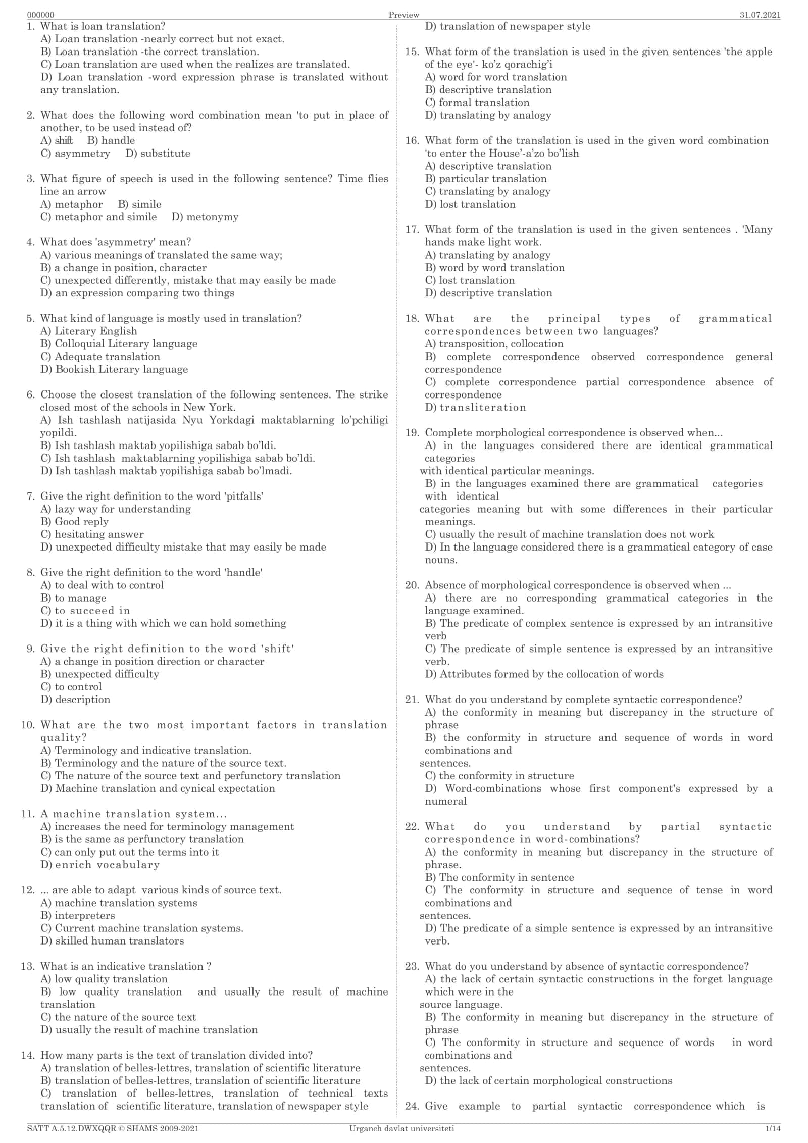 Loan translation 1
