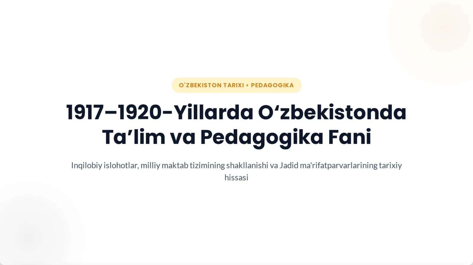 1917-1920-yillarda O'zbekistonda ta'lim tizimi 1