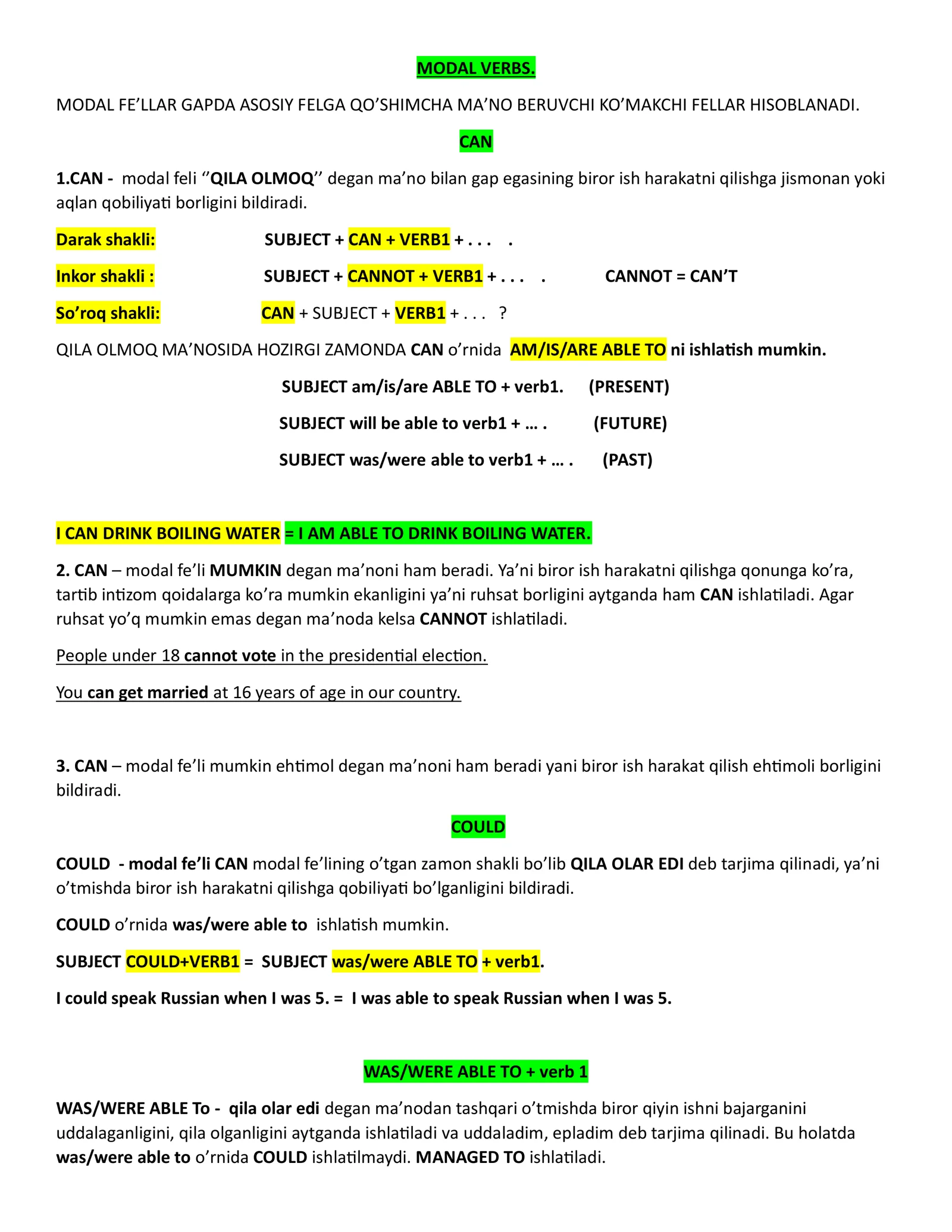 MODAL VERBS 1
