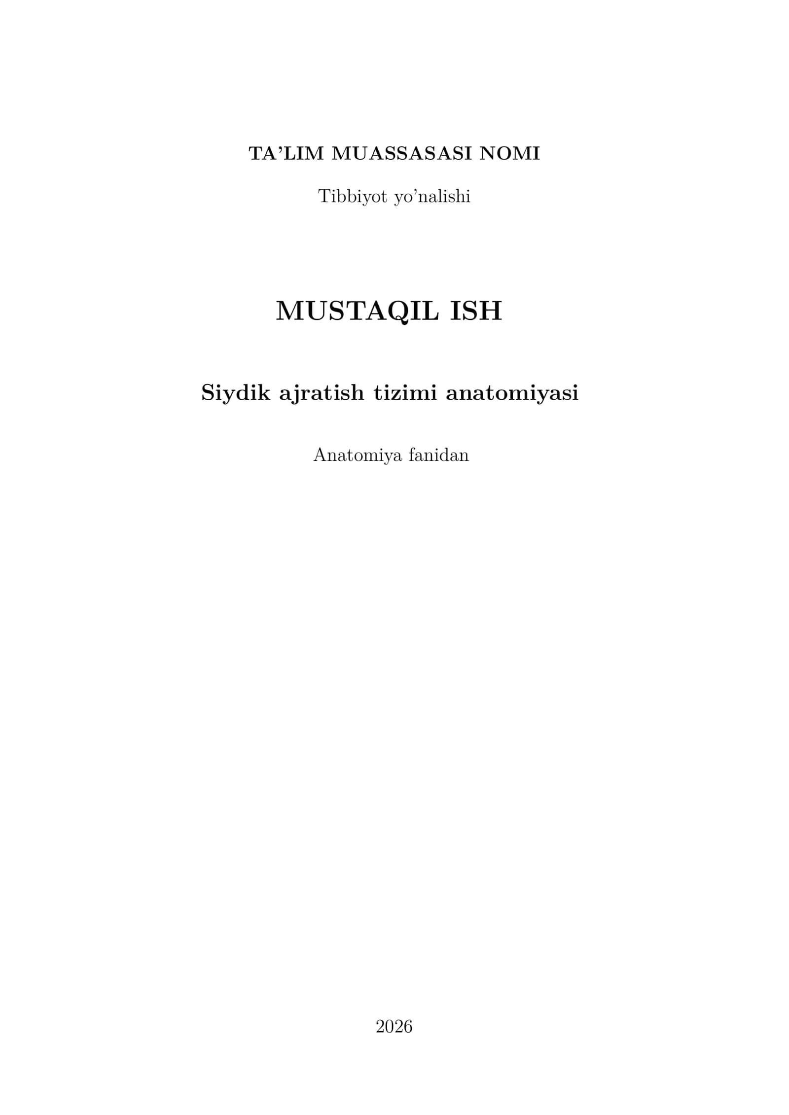 Siydik ajratish tizimi anatomiyasi 1