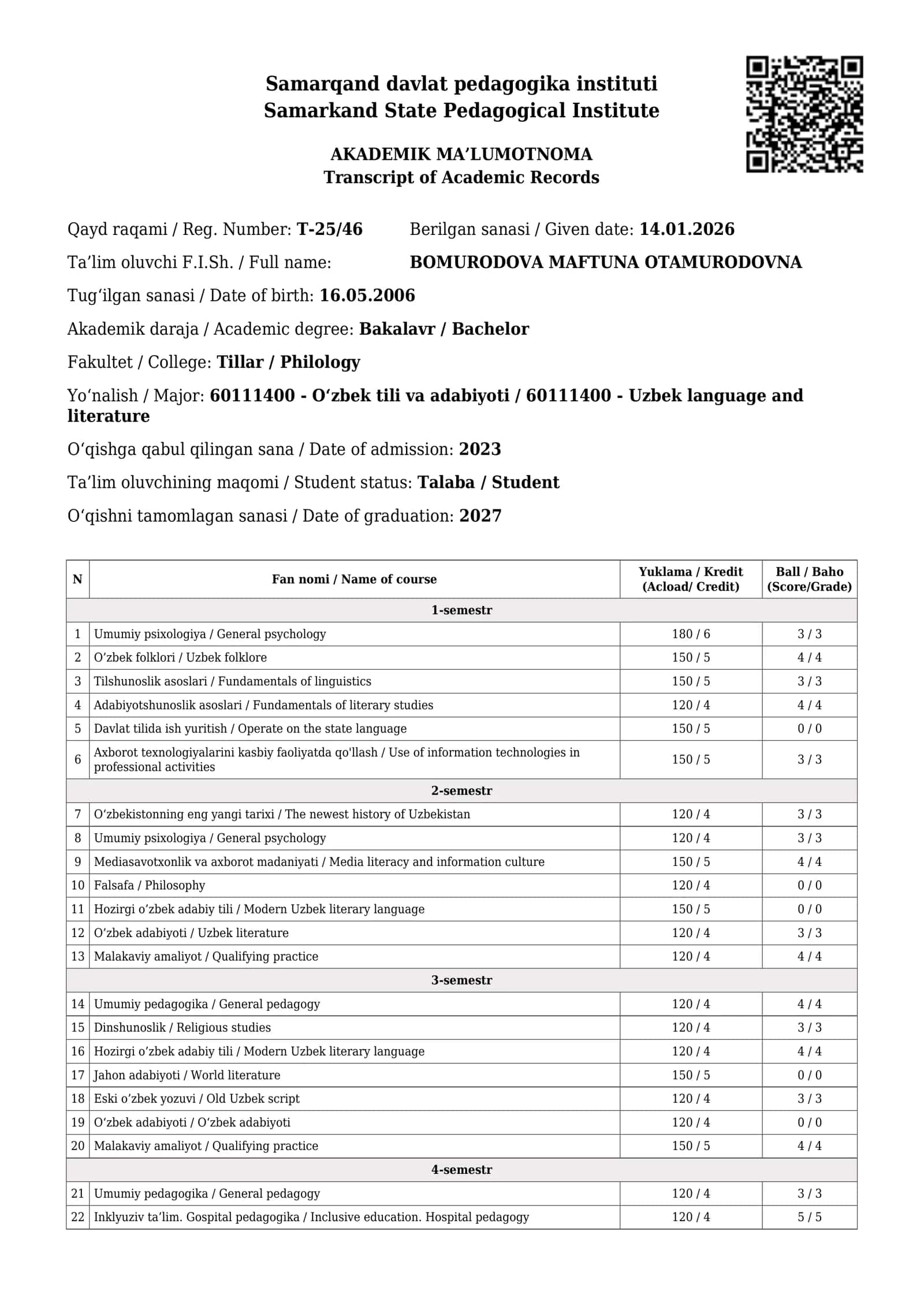 AKADEMIK MA’LUMOTNOMA 1