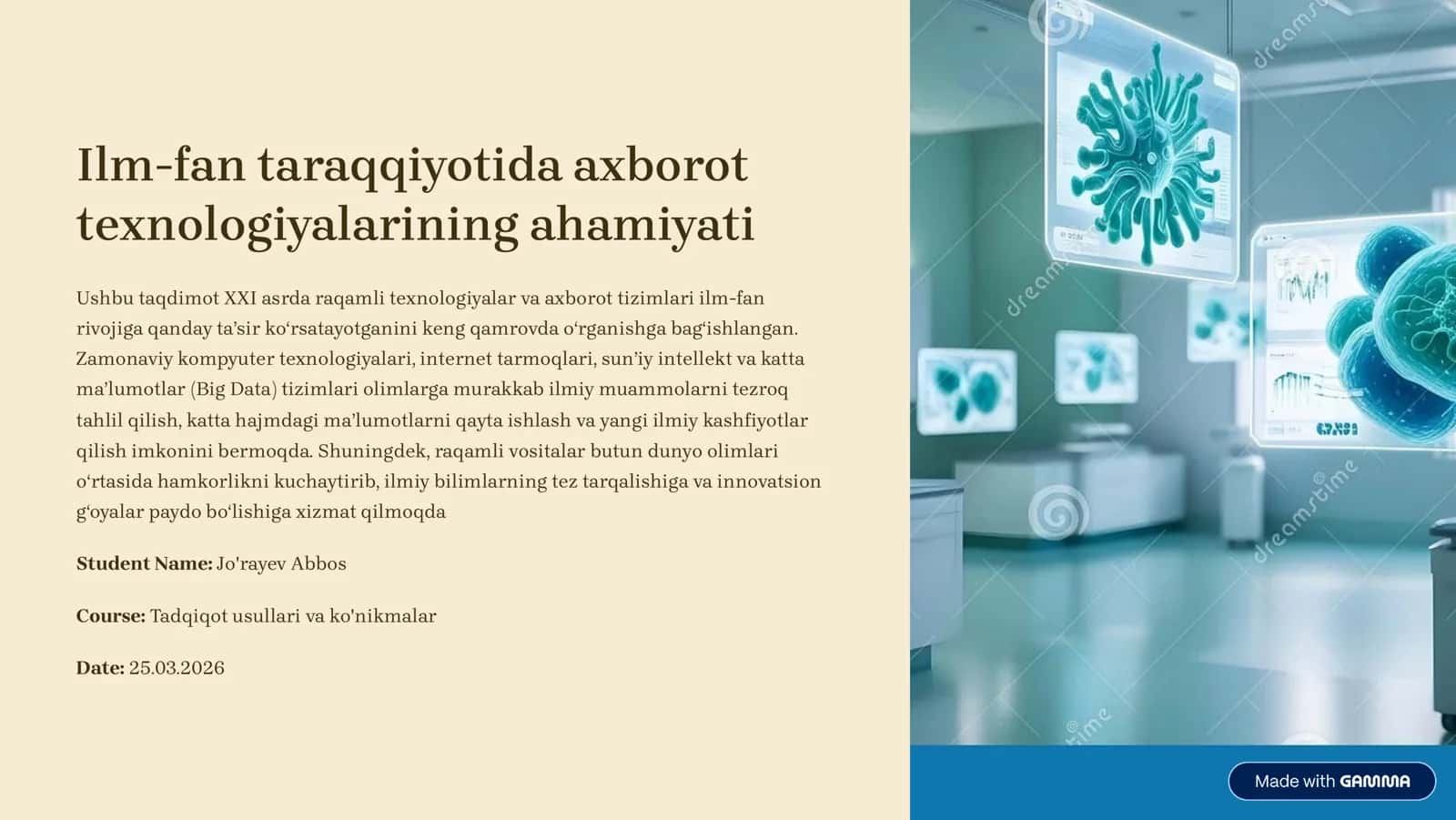 Ilm-fan taraqqiyotida axborot texnologiyalarining ahamiyati 1