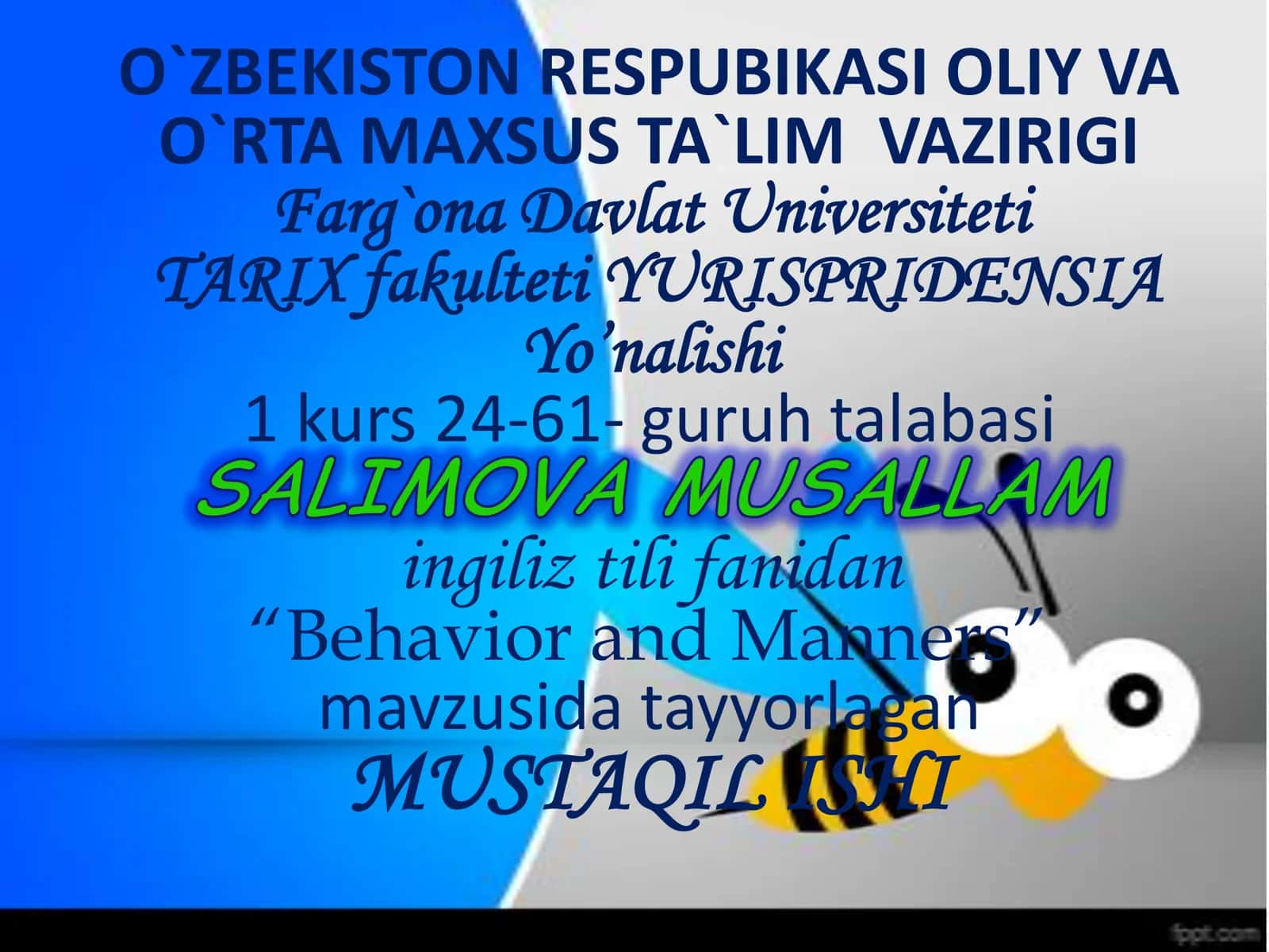 Behavior and Manners 1
