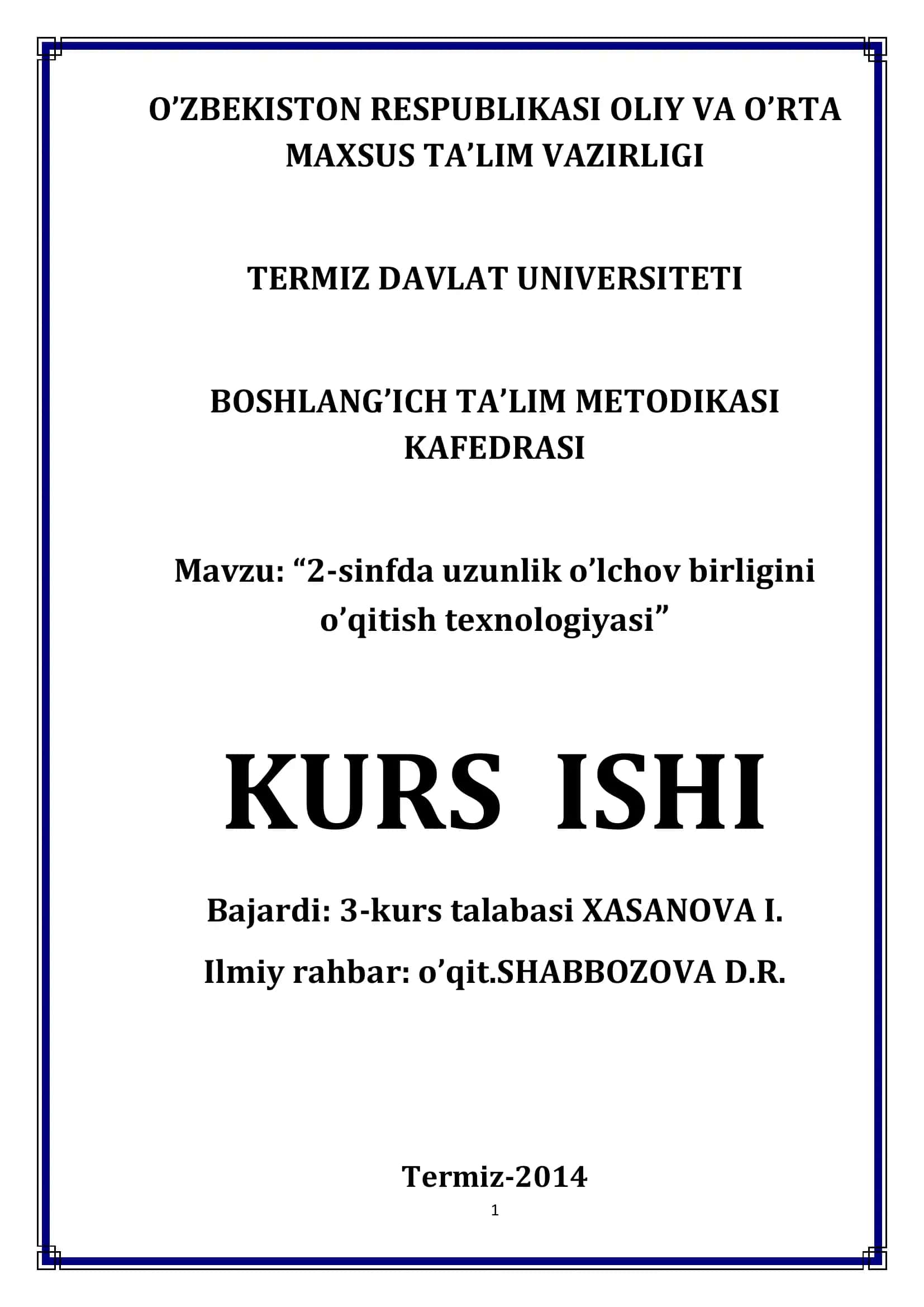 2-sinfda uzunlik o'lchov birligini o'qitish texnologiyasi 1