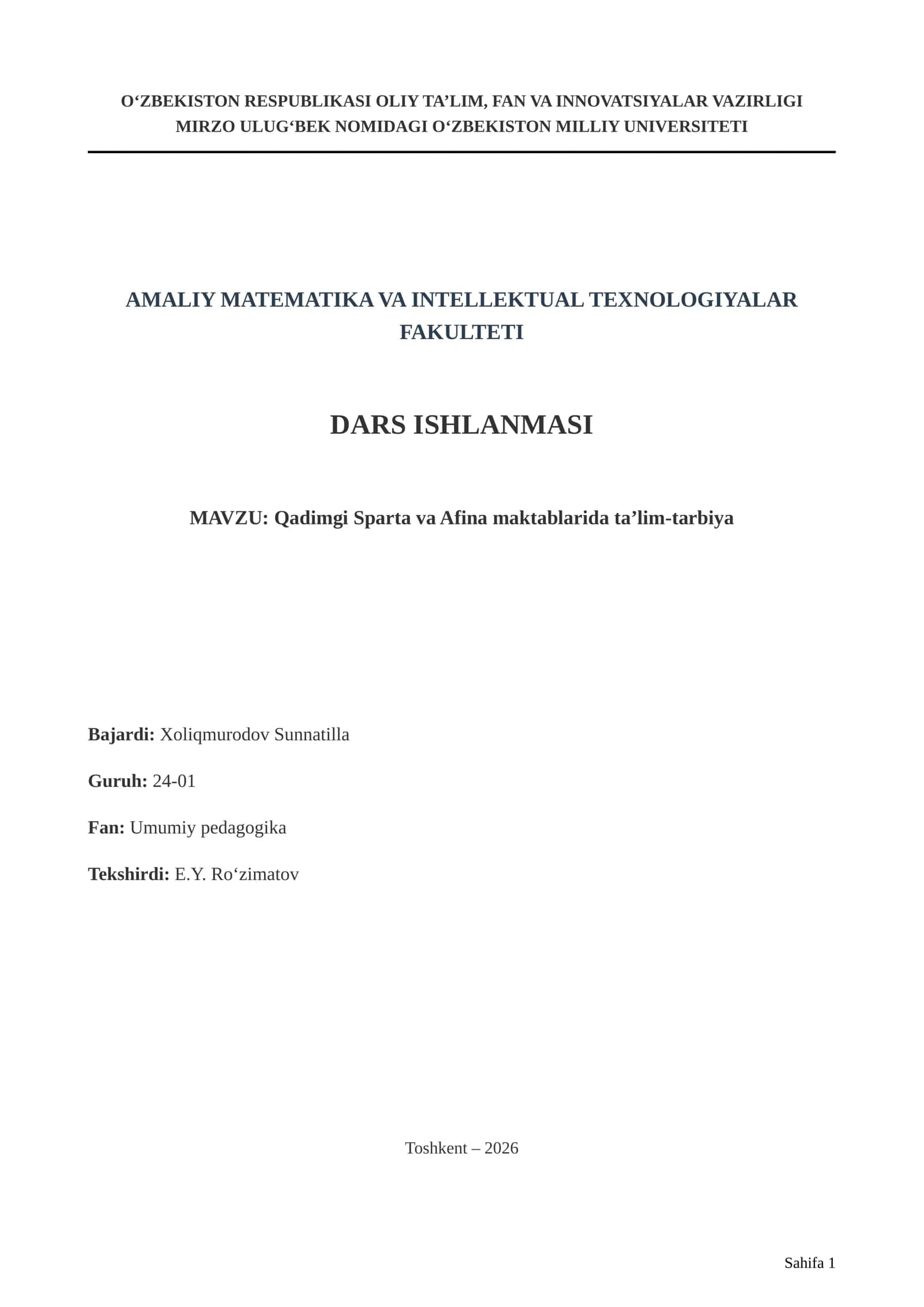 Dars Ishlanmasi 1