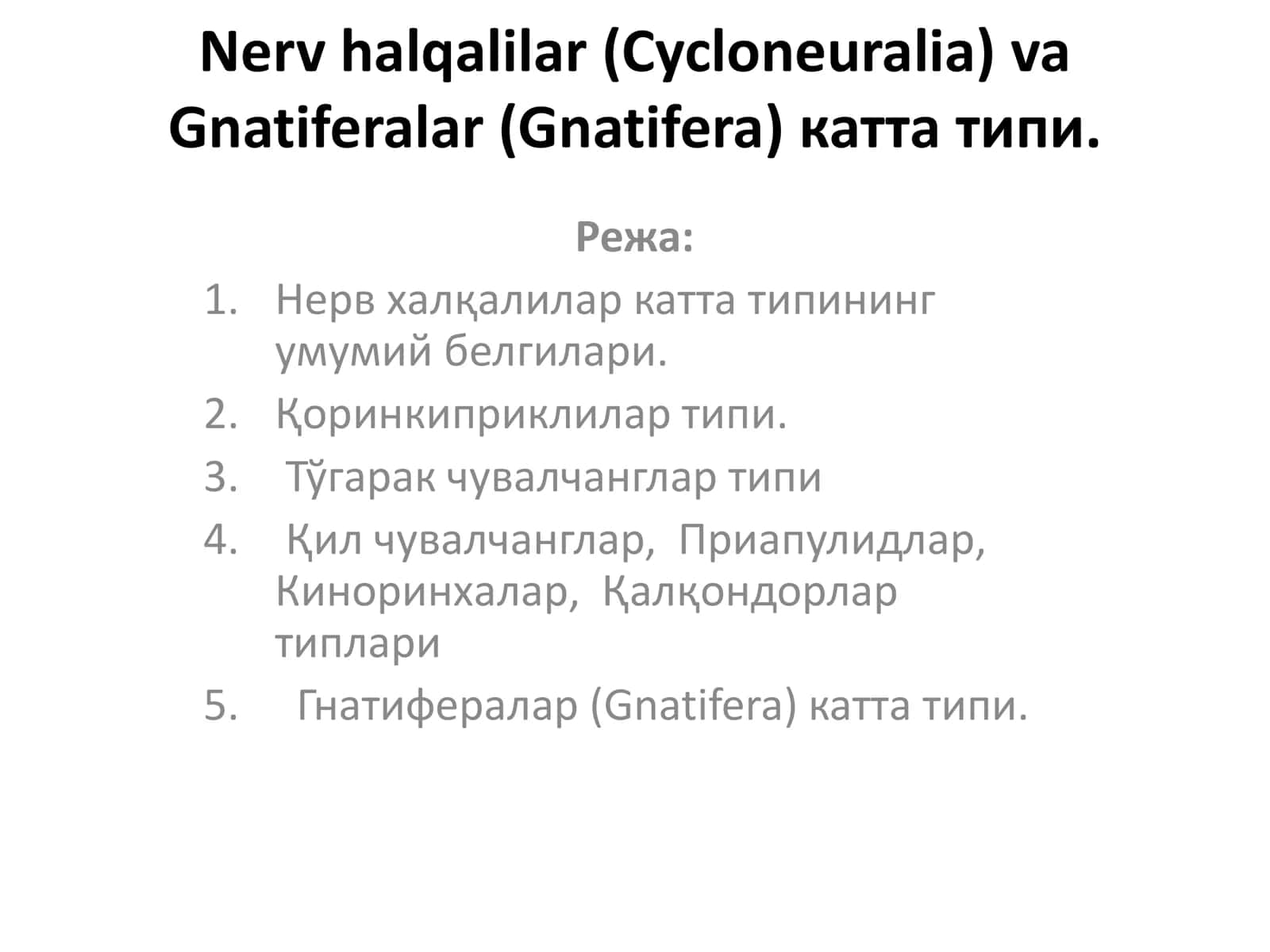 Nerv halqalililar va Gnatiferalar 1
