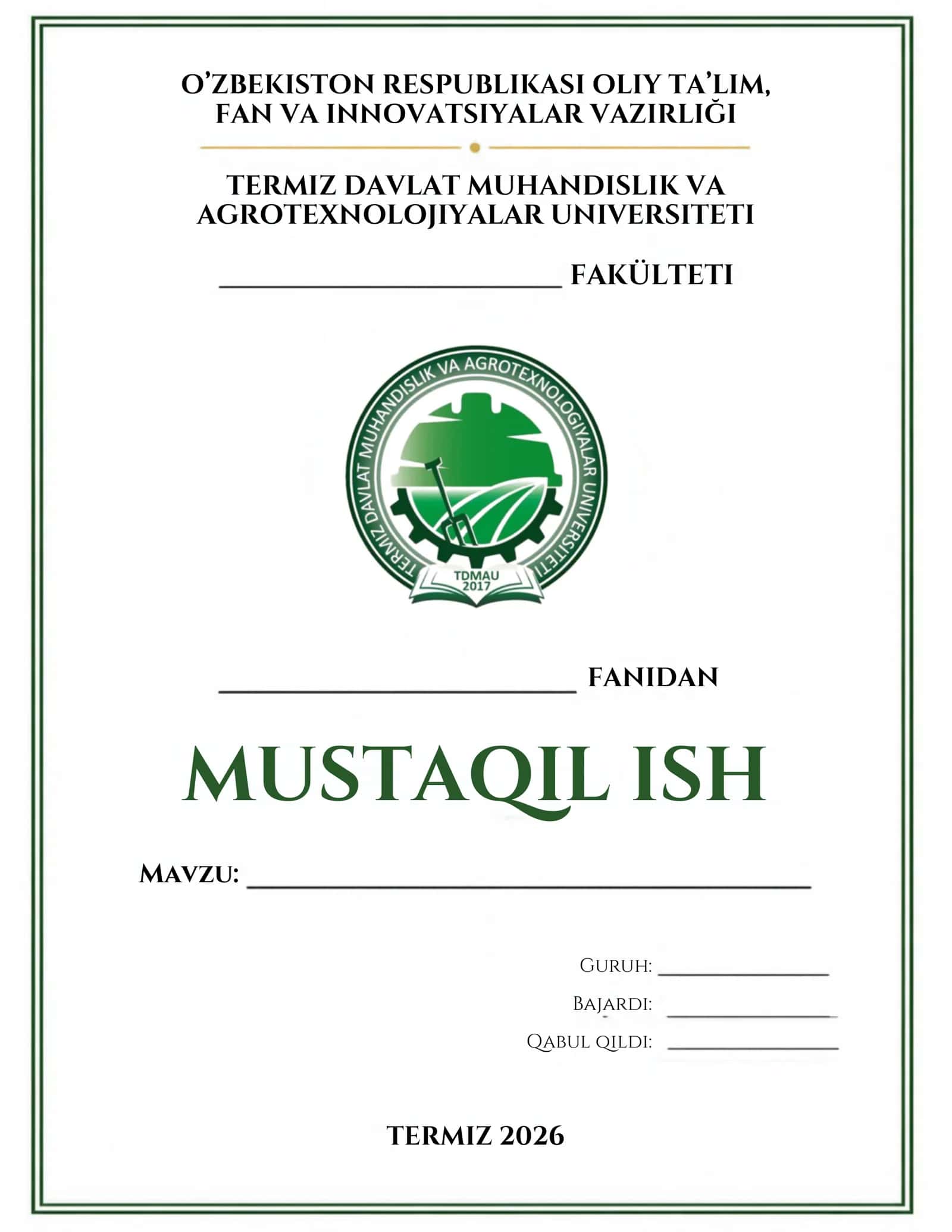 mustaqil ishi yuz 1