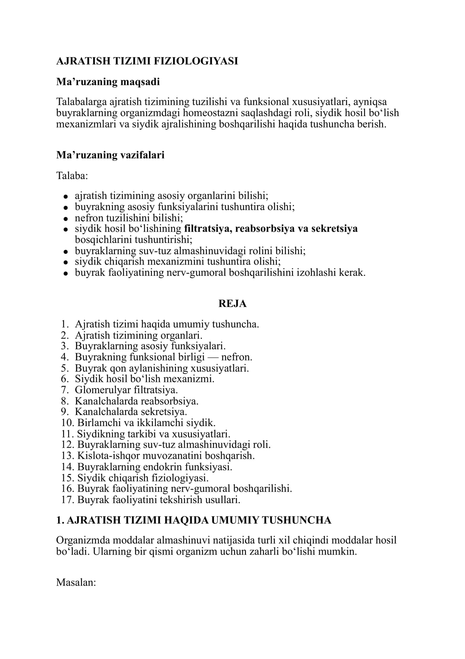 AJRATISH TIZIMI FIZIOLOGIYASI 1